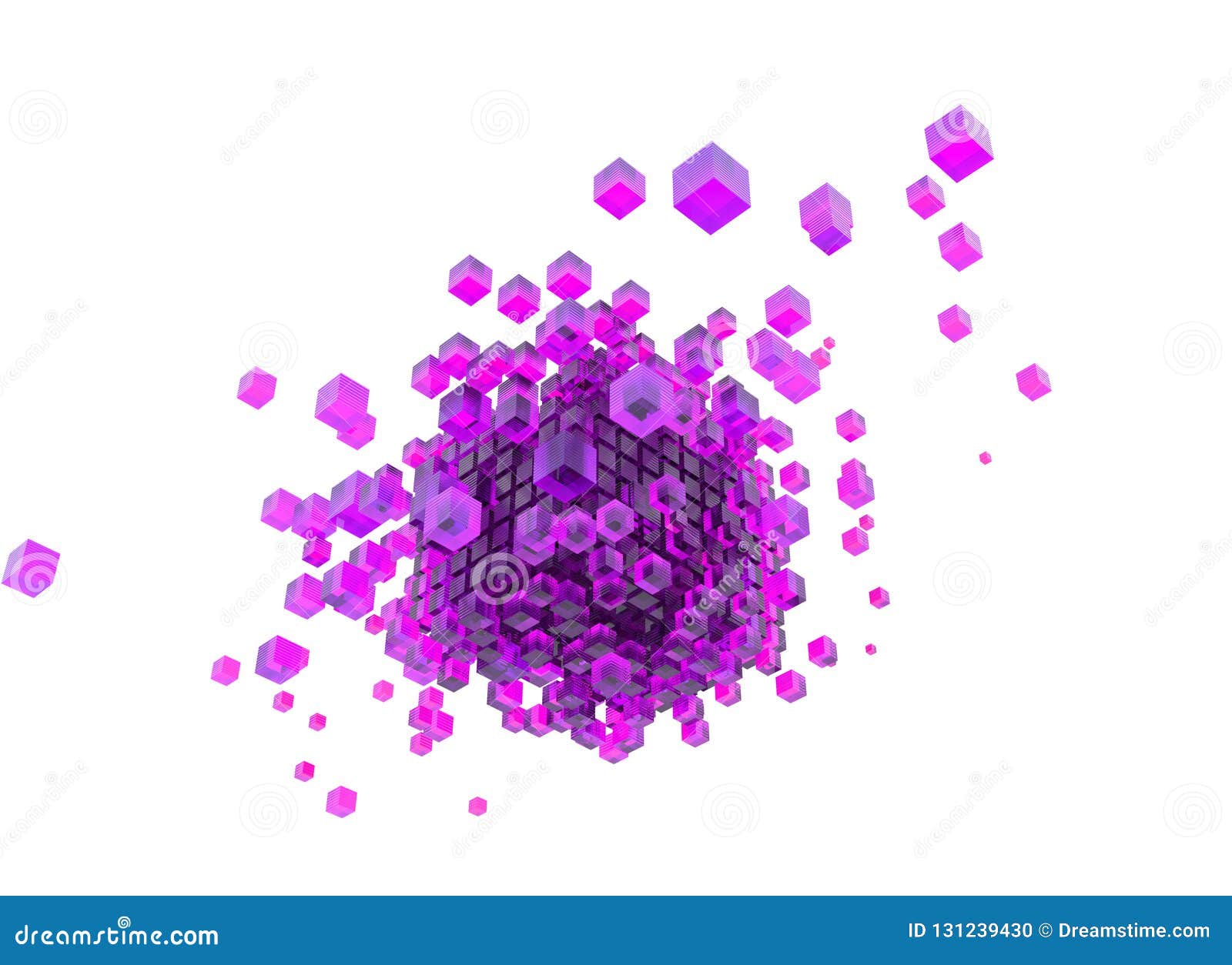 3d Purple Blue Cubes And White Background Stock Illustration