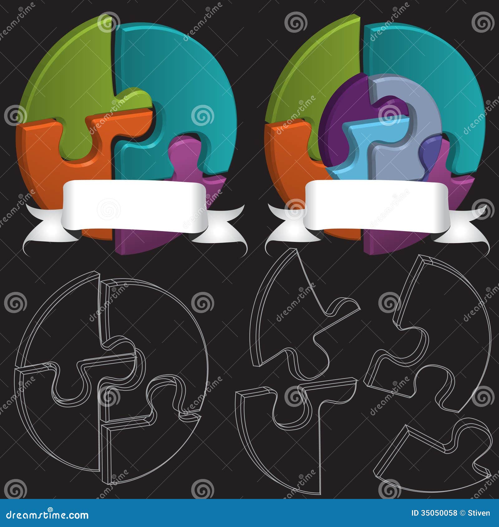 3D puzzle symbols stock vector. Illustration of piece 35050058