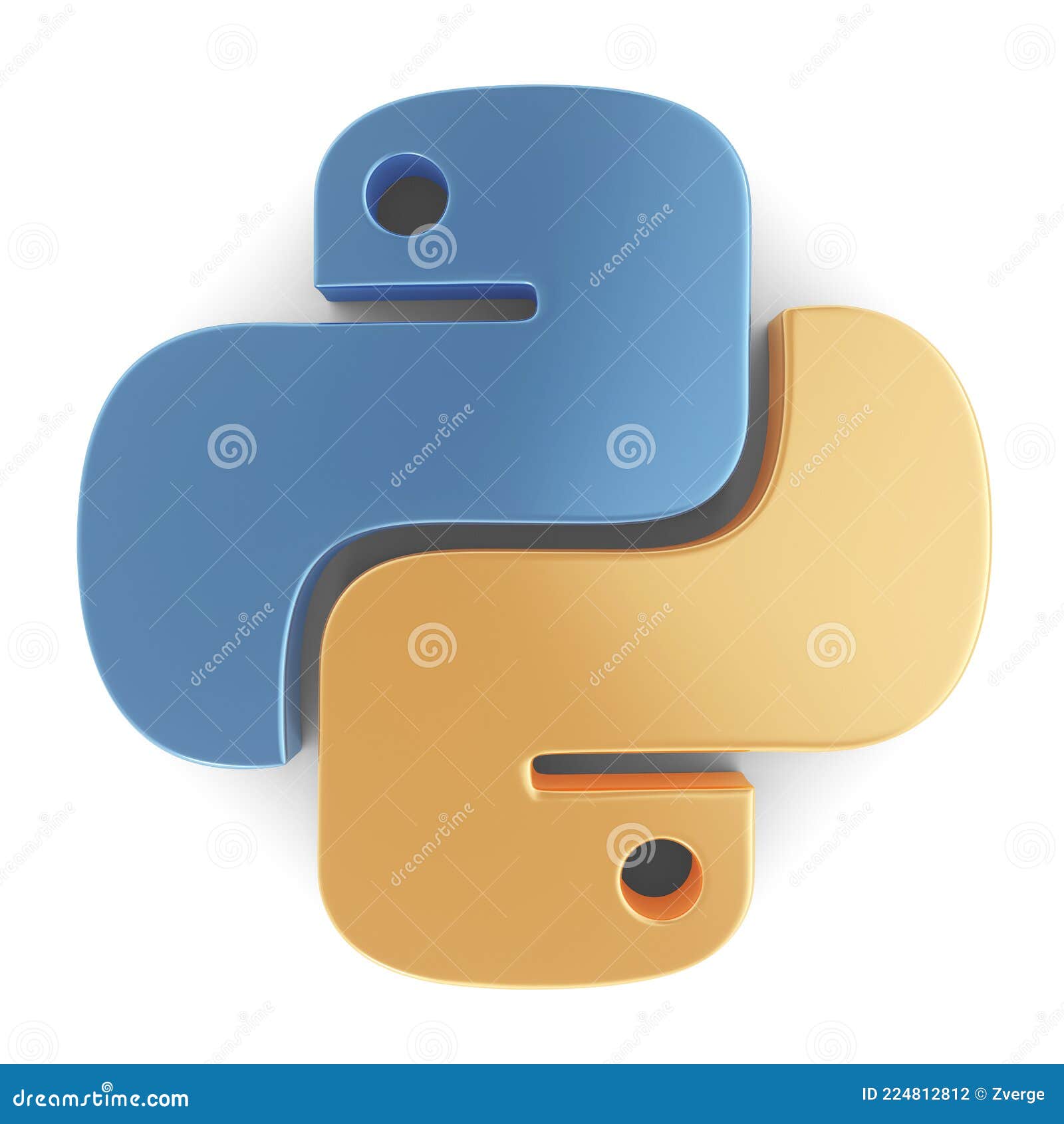 3D Python Symbol on White Background. 3D Rendering. Stock Illustration ...