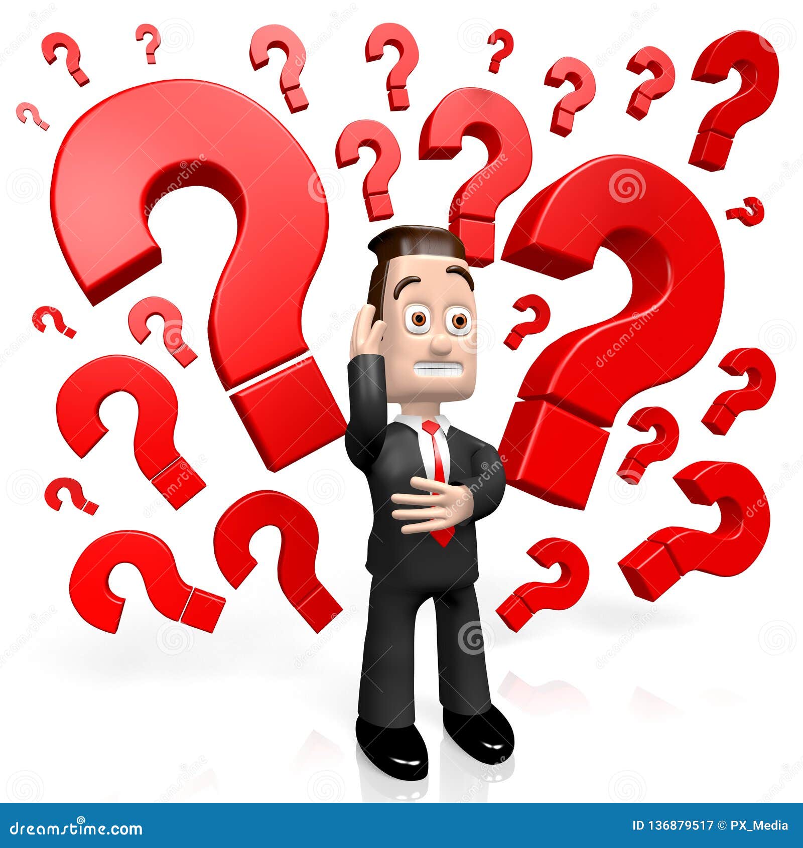 3D Businessman, Question Marks Stock Illustration Illustration of