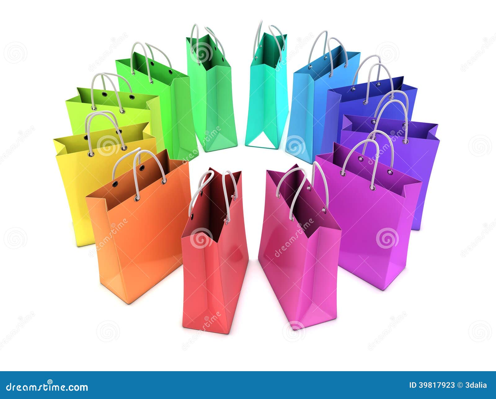 3d Rainbow shopping bags stock illustration. Illustration of gift 39817923