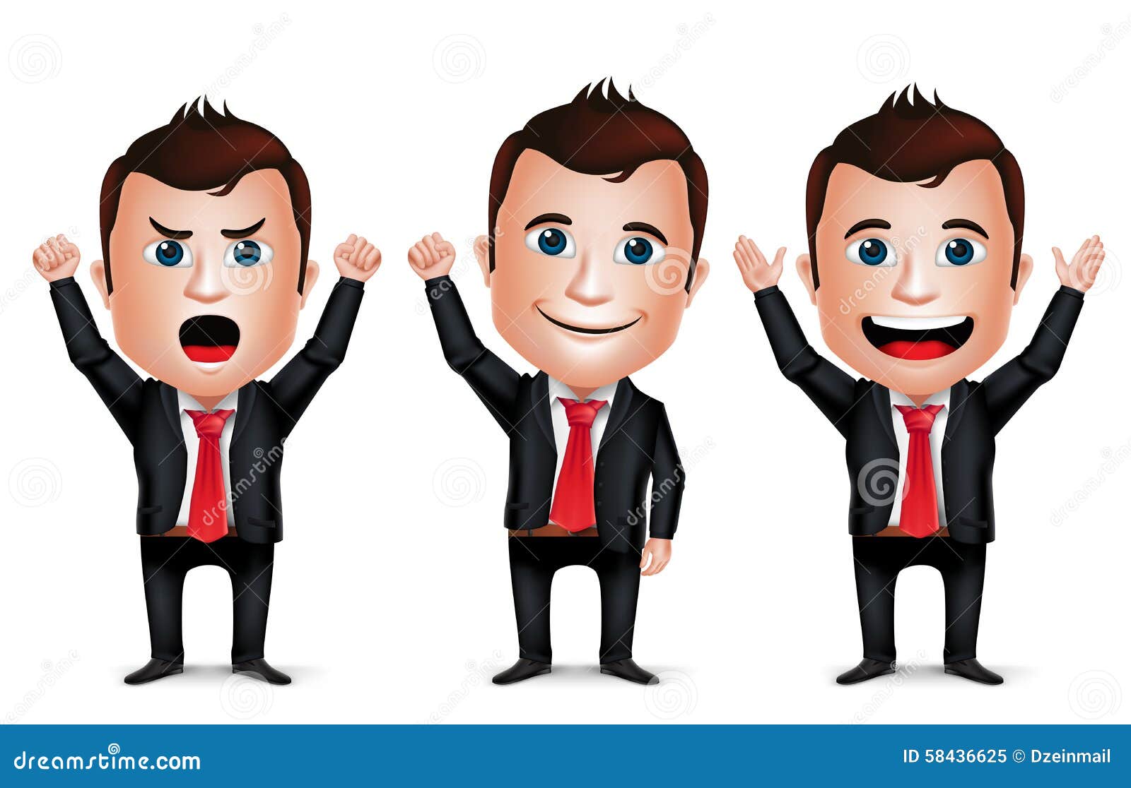 3D Realistic Businessman Cartoon Character with Different Pose Stock Vector  - Illustration of cartoon, clothing: 58436625