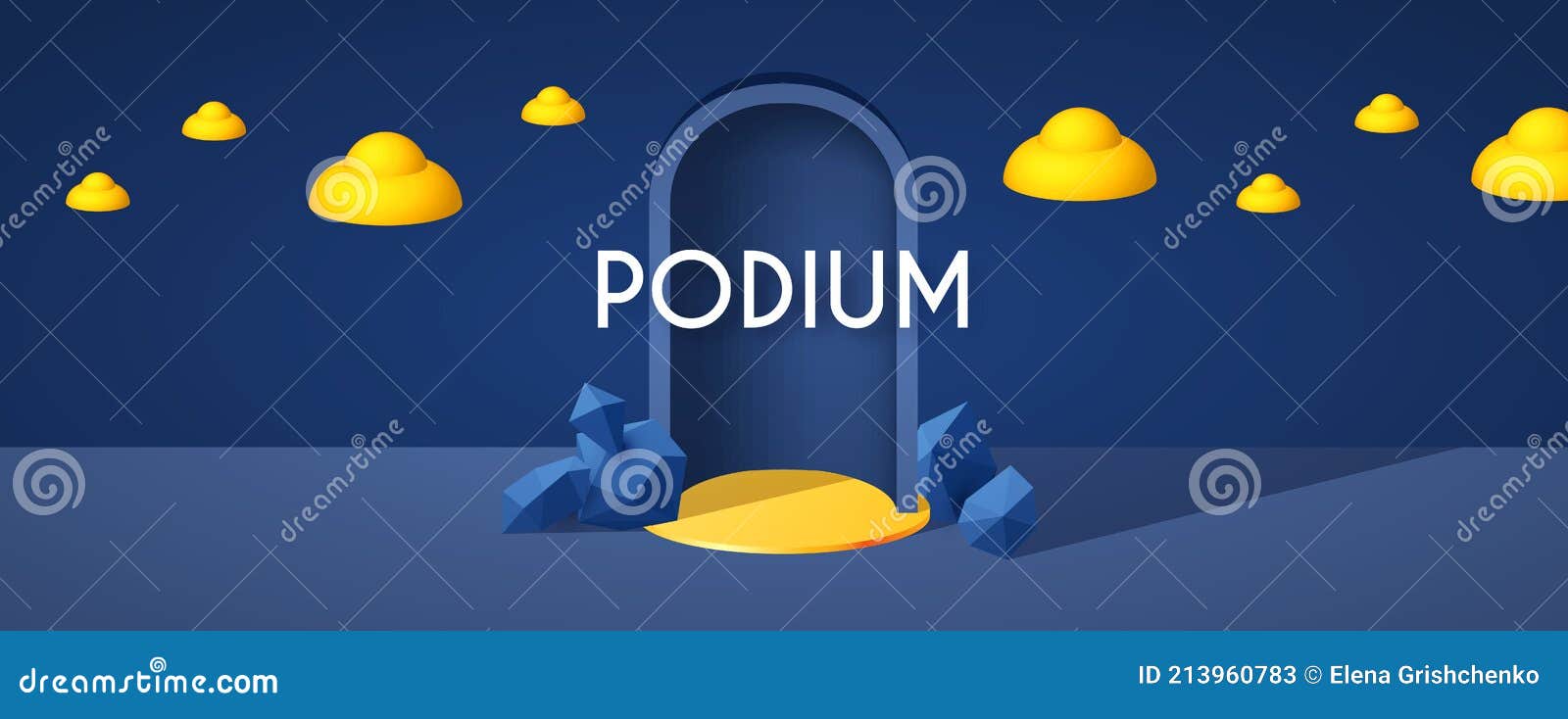 3d realistic circle podium with showcase and geometric elemens. empty stage. showcase 