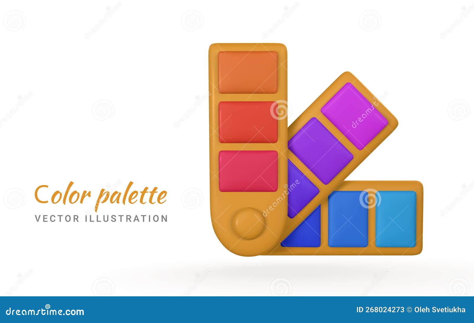 3d Realistic Color Palette in Cartoon Style. Vector Illustration Stock