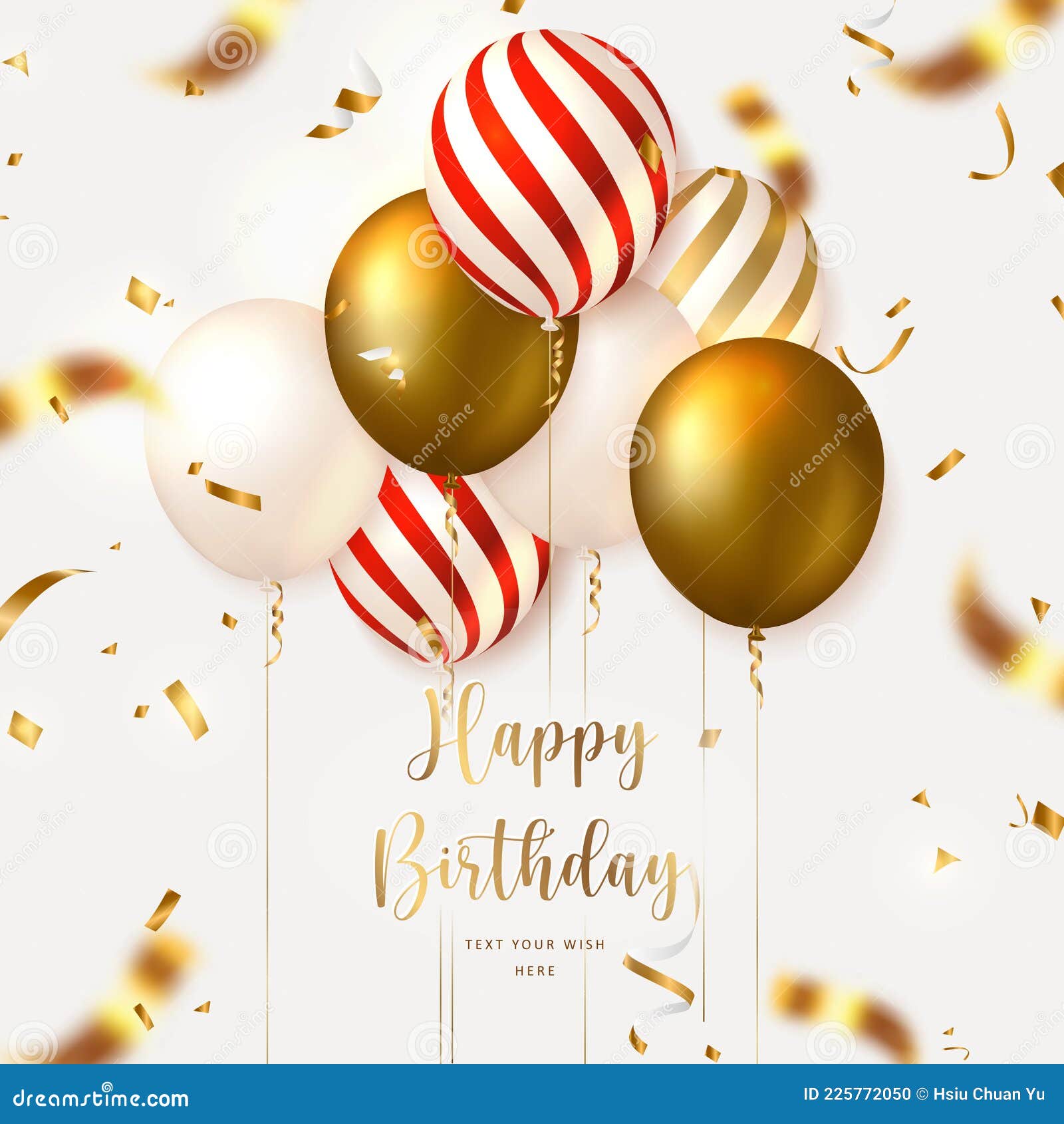 Elegant blue ballon and ribbon Happy Birthday celebration card banner  template background Stock Vector