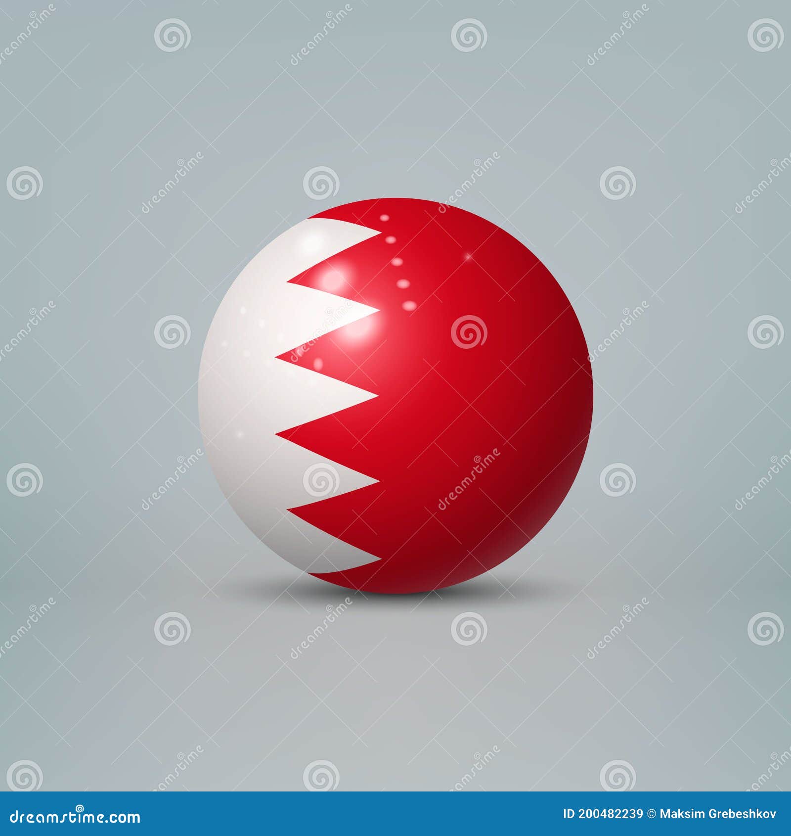 3d Realistic Glossy Plastic Ball or Sphere with Flag of Bahrain Stock Illustration