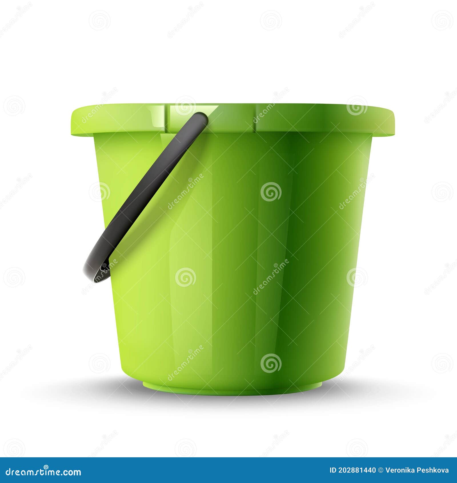 3d Realistic Green Bucket Isolated on White Background Stock