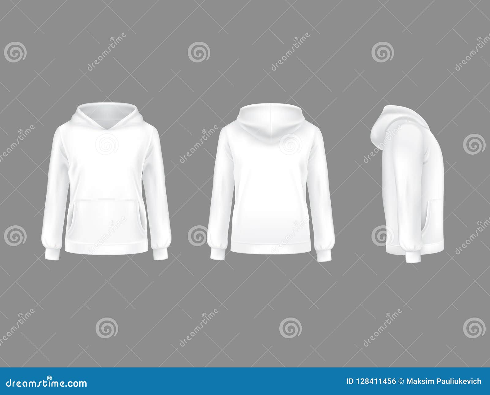 Download 3d Realistic Hoodie Sweatshirt White Mockup Stock Illustration Illustration Of Garment Shirt 128411456