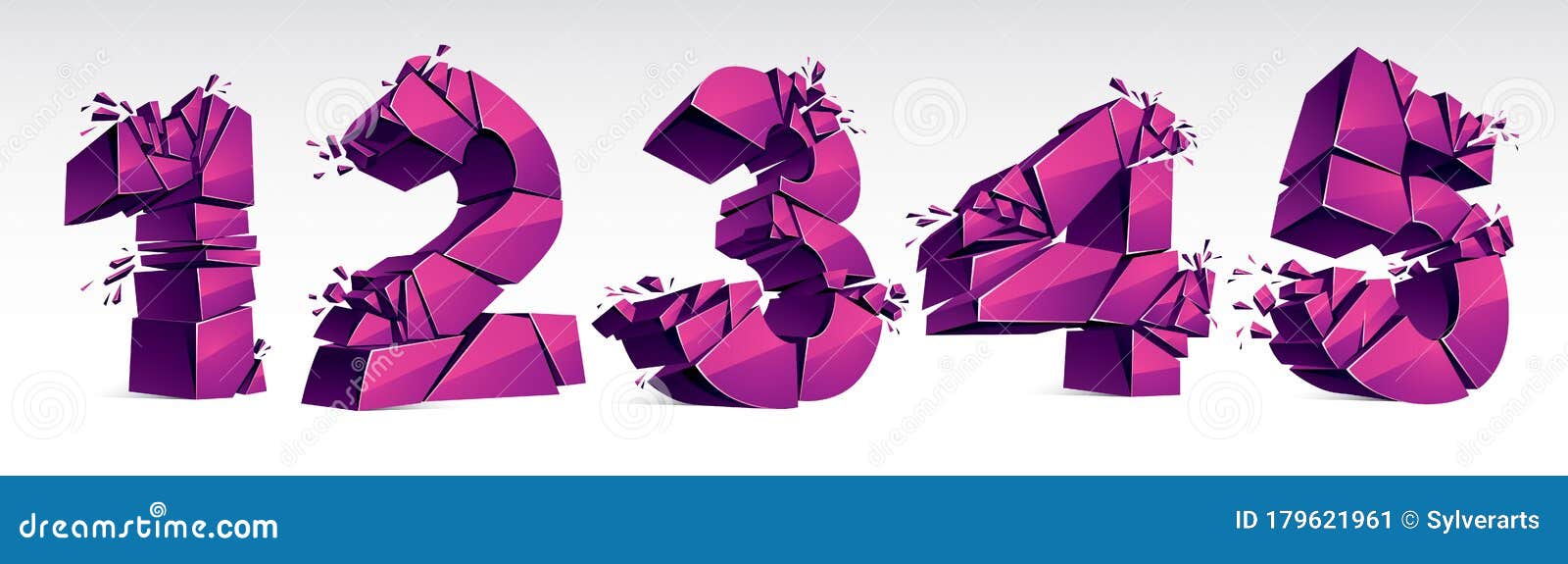 3d Realistic Pink Numbers Set 1 2 3 4 5 Vector Illustration Breaking 3d Realistic Pink Numbers Set 1 2 3 4 5 Vector Illustration Breaking