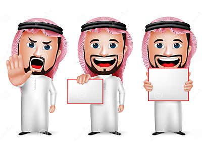 3D Realistic Saudi Arab Man Cartoon Character Holding Blank White Board ...