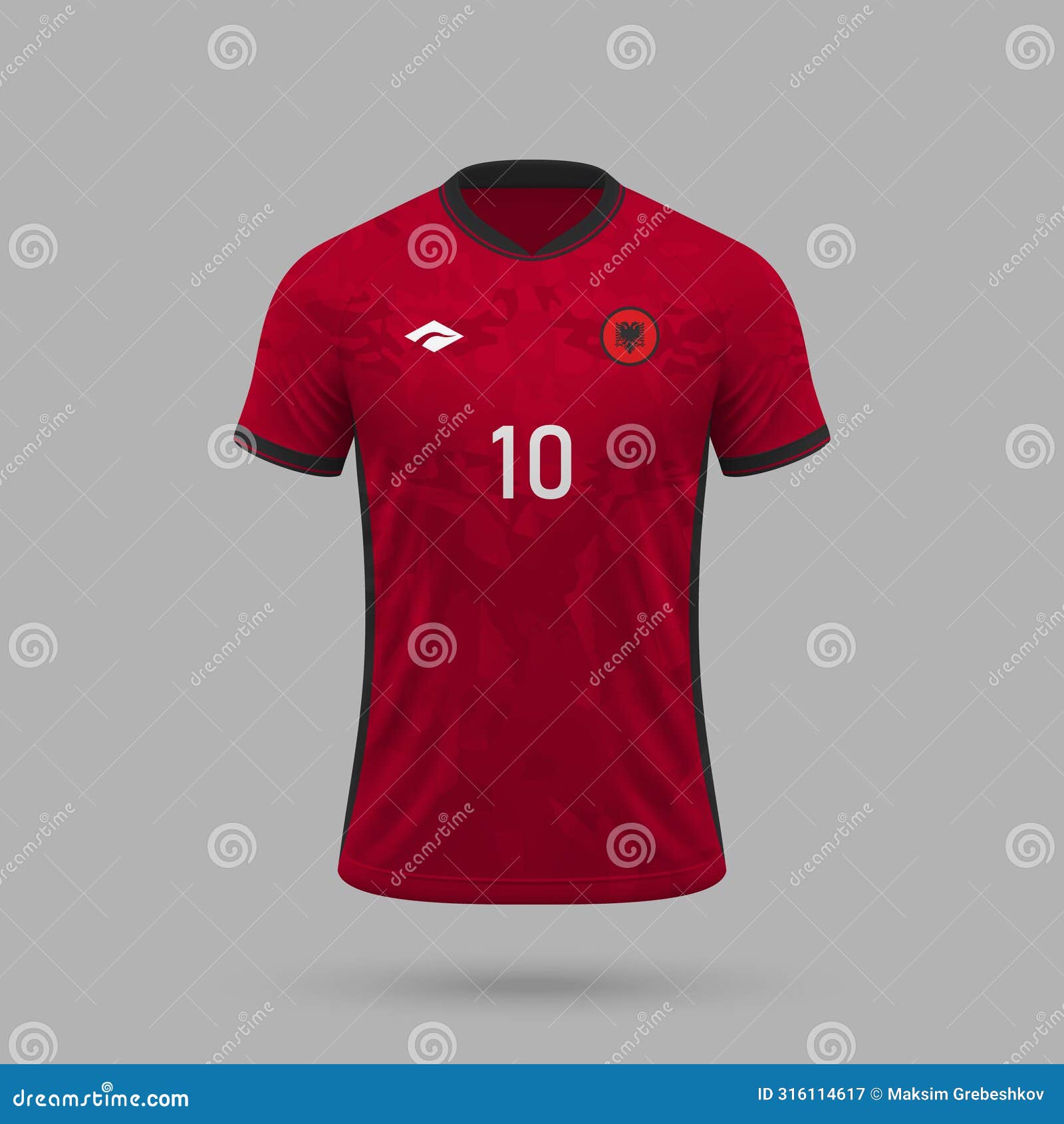 3d Realistic Soccer Jersey Albania National Team 2024 Stock