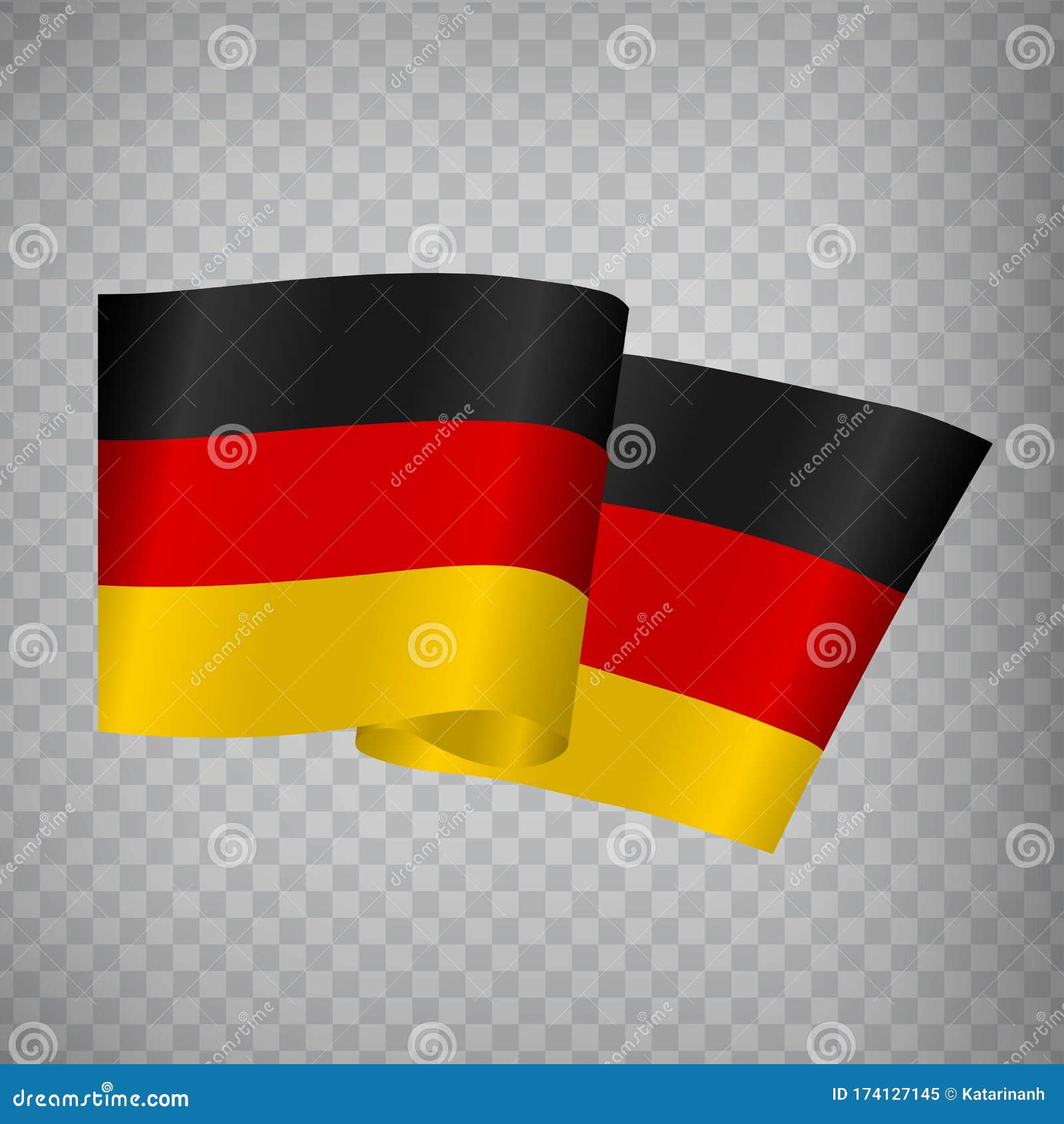 3D Realistic Waving Flag of Germany on Transparent Background. National ...