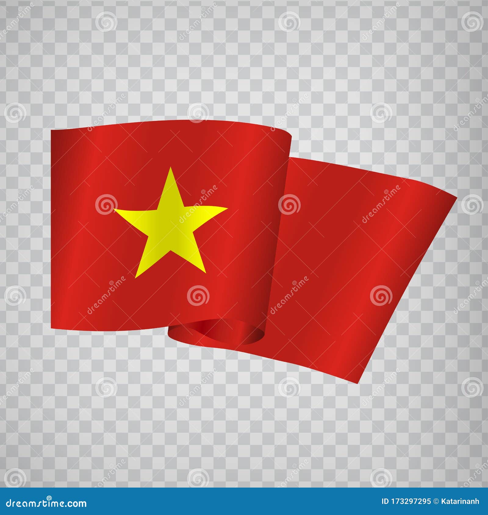 3D Realistic Waving Flag of Vietnam on Transparent Background. National