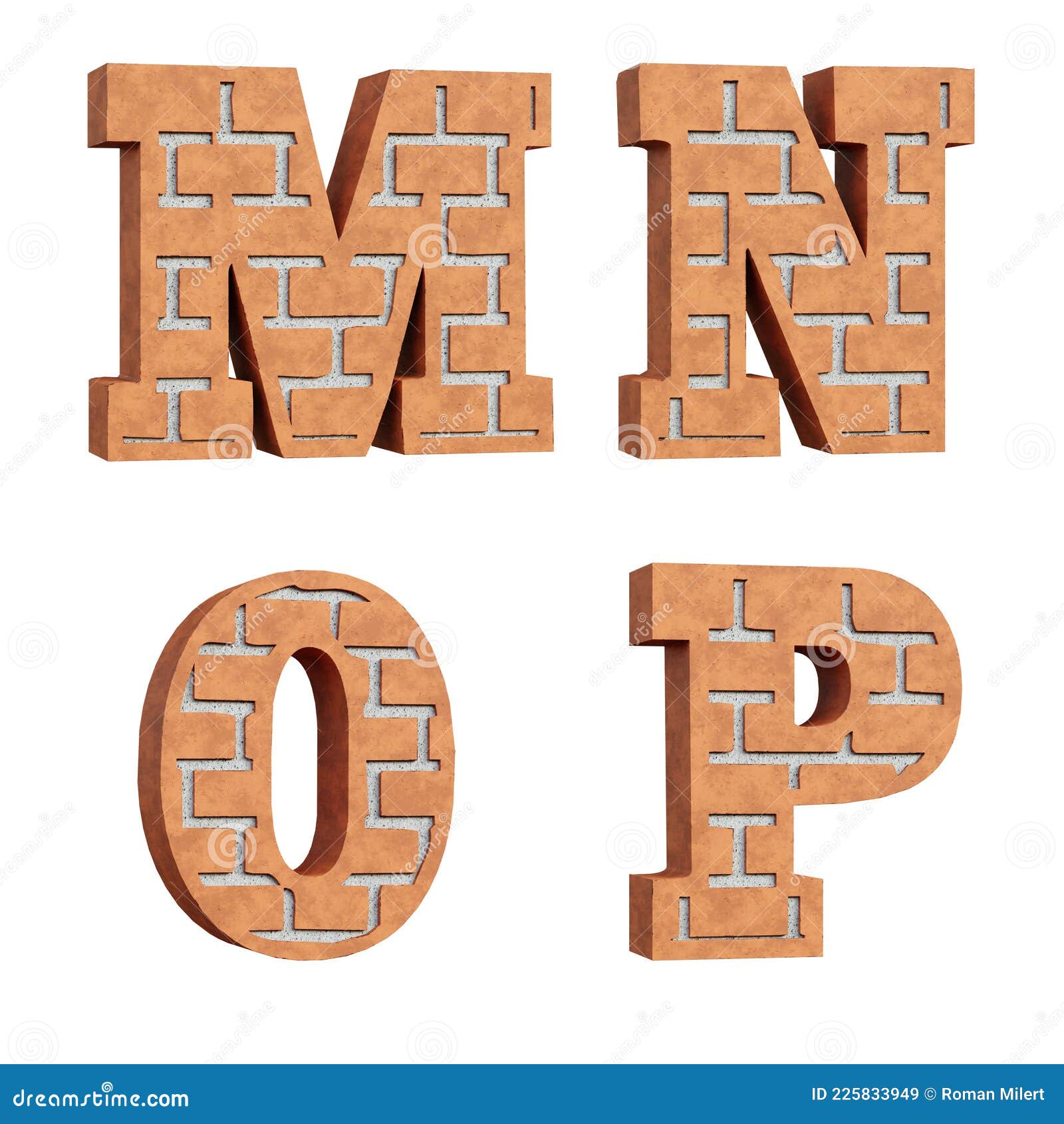 3D Red Brick Alphabet Letters MP Stock Illustration Illustration