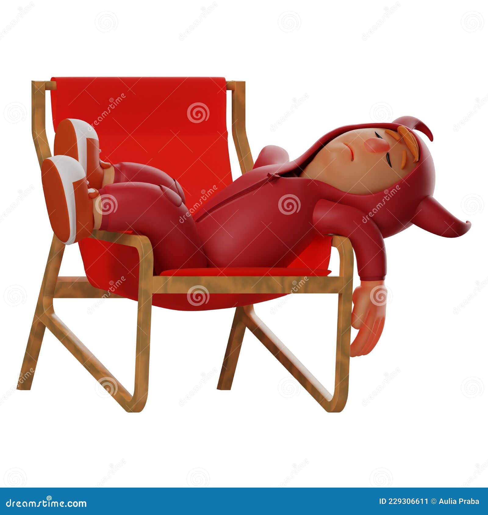 3D Red Devil Cartoon Character Sleeping on a Red Chair Stock Illustration -  Illustration of sitting, clothing: 229306611