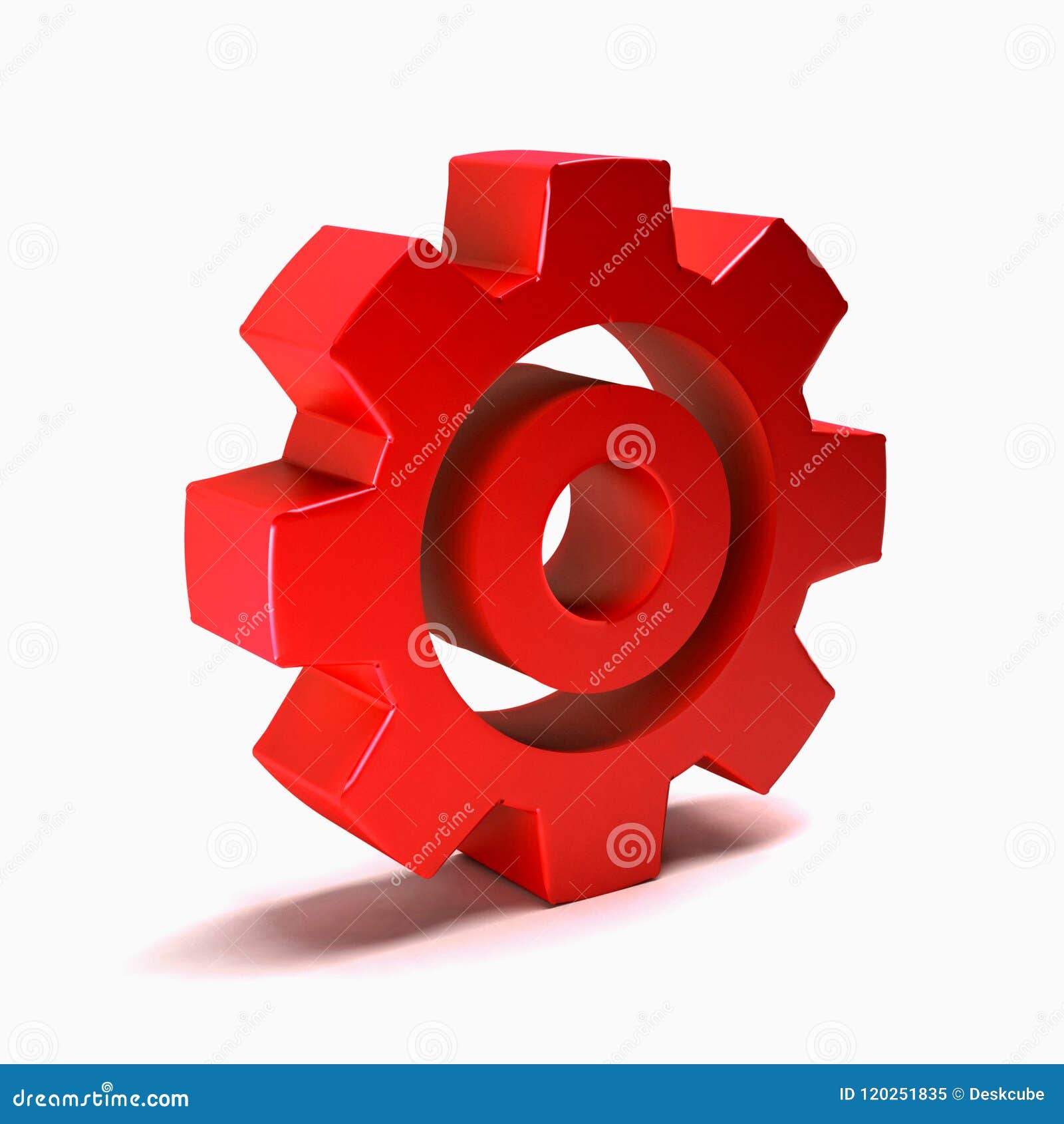 3D Red Gear Isolated. Render Illustration Stock Illustration