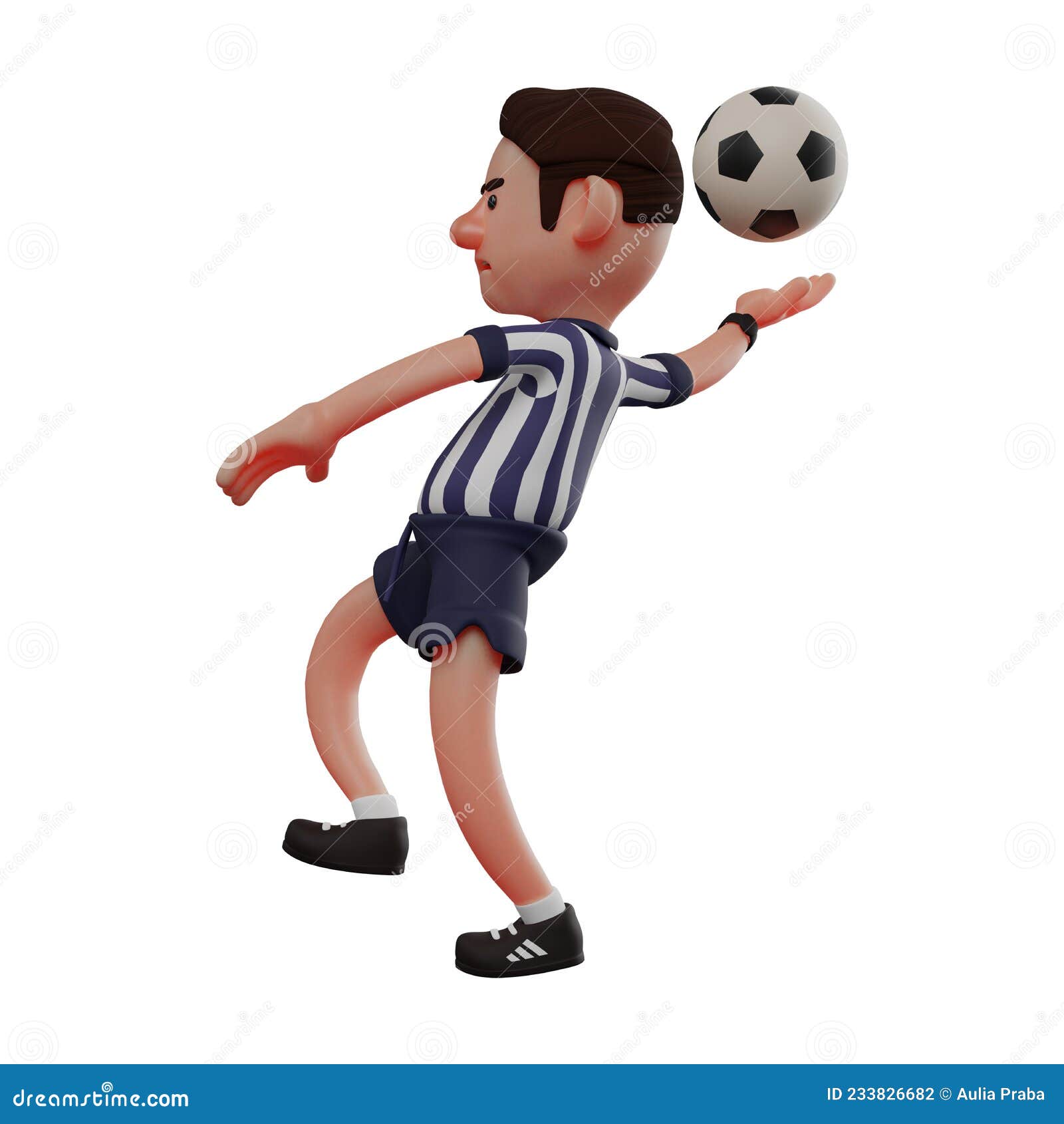 3D Referees Cartoon Illustration Throwing a Ball Stock Illustration