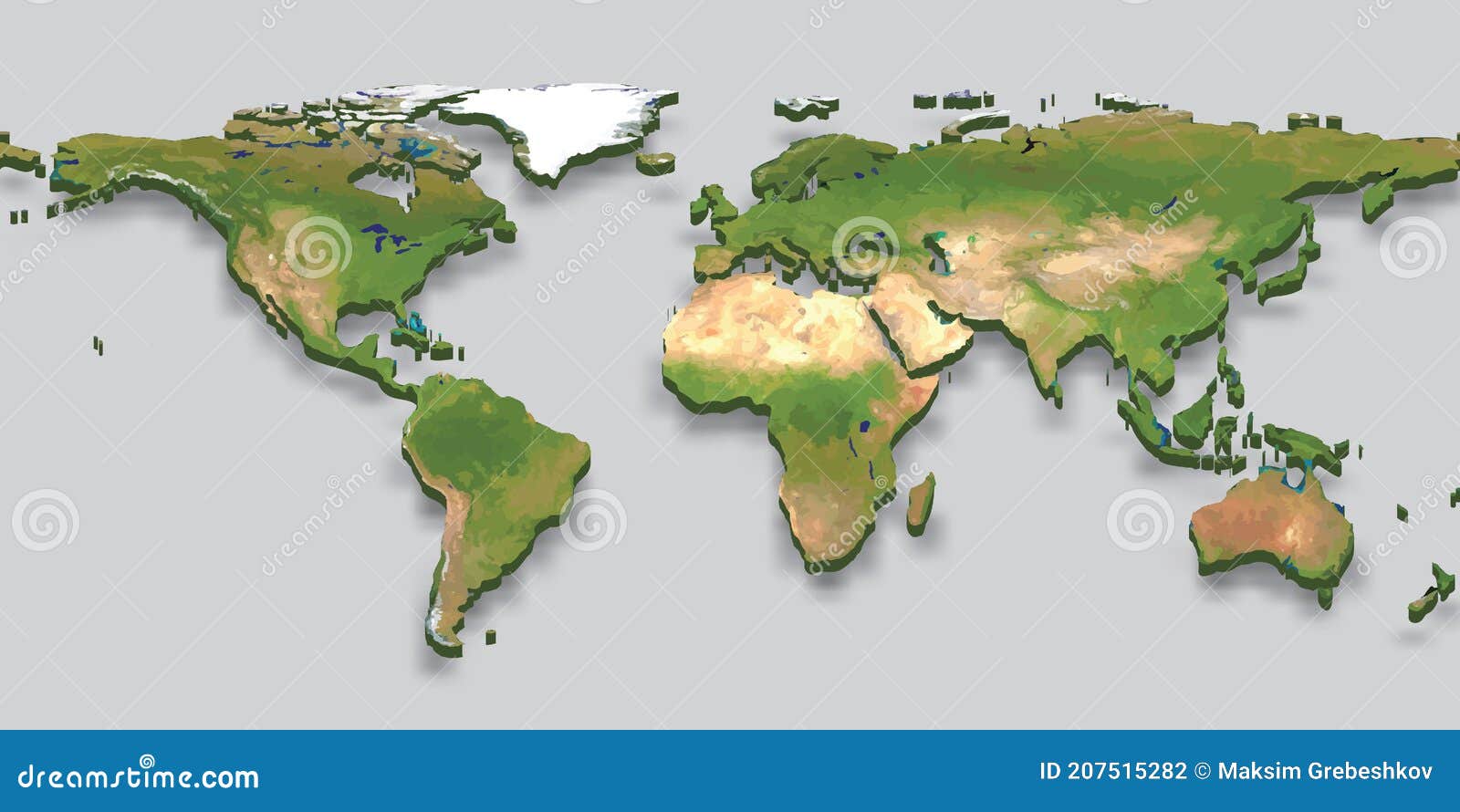 3d Relief Globe World Map with Shadow Stock Illustration Illustration
