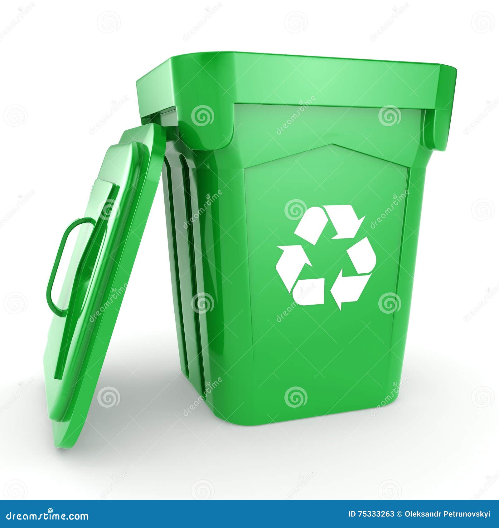 3D Rendant Le Bac De Recyclage Vert Illustration Stock