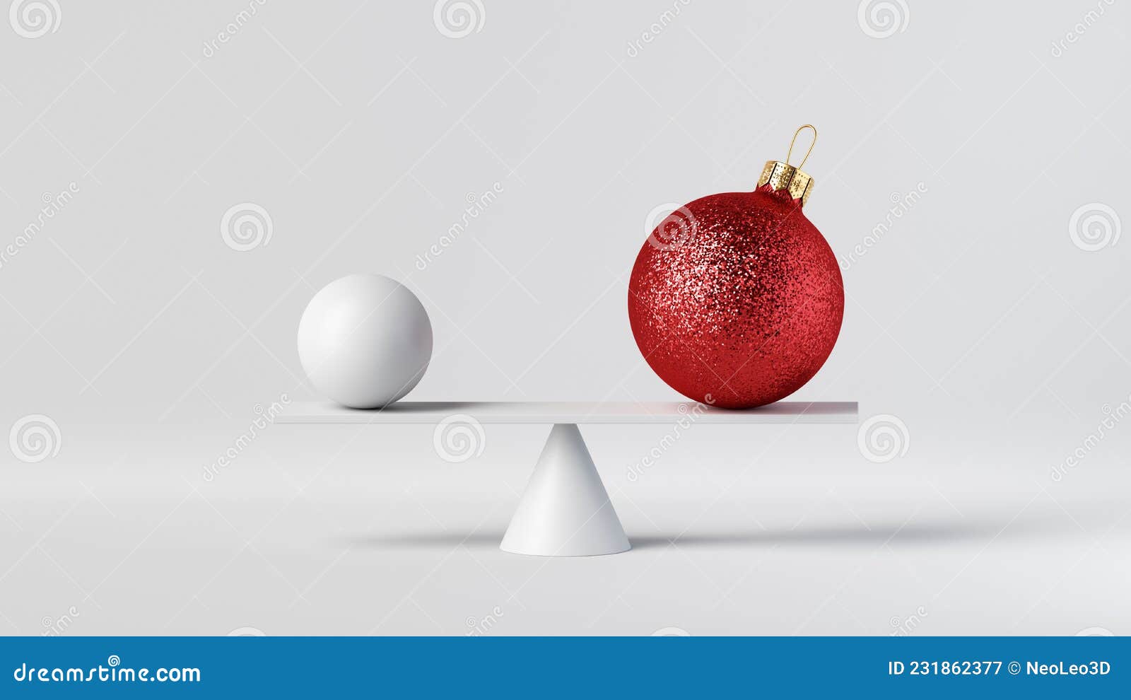 3d Render, Abstract Concept. Balancing Red and White Balls Placed on
