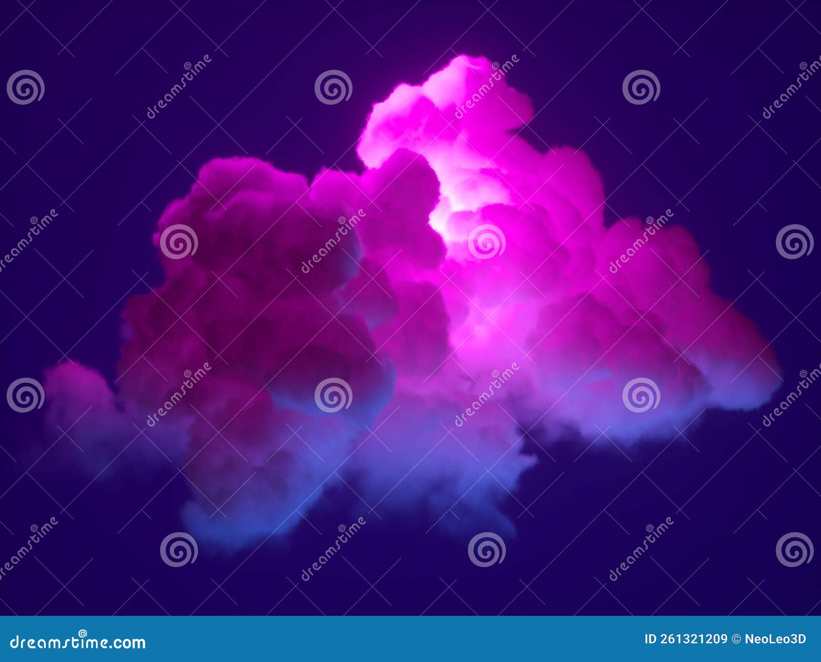 3d Render, Abstract Pink Blue Neon Cloud Glowing from Inside, Isolated