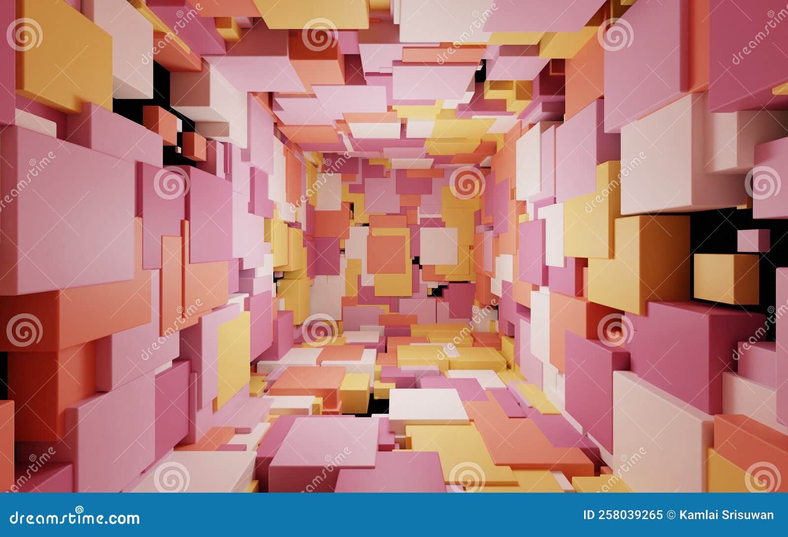 3D Render Abstract Random Color Background Modern Geometric Cube