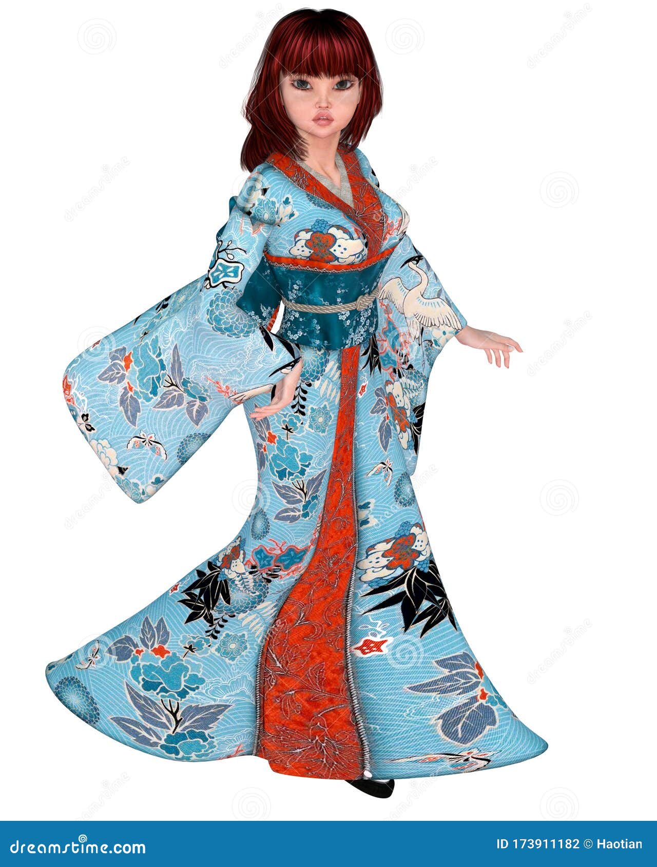 Anime Kimono Girl in a Standing Pose Stock Illustration - Illustration of  anime, lady: 173911182