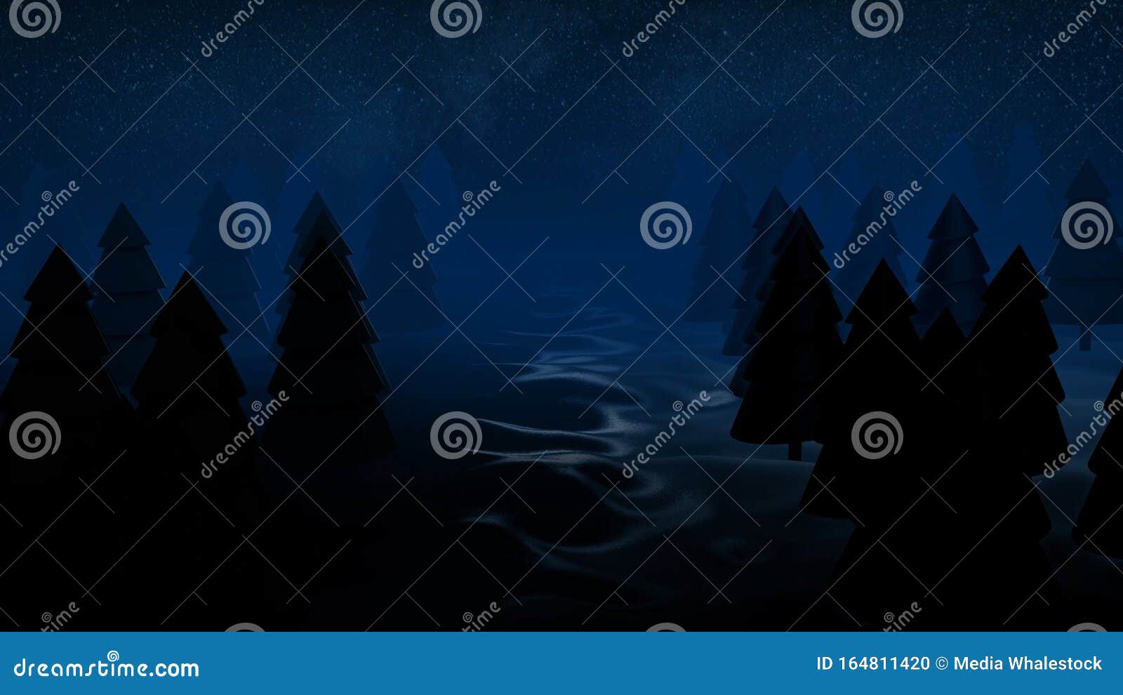 3d render background night coniferous forest. animation. beautiful christmas background with copy space for inserts
