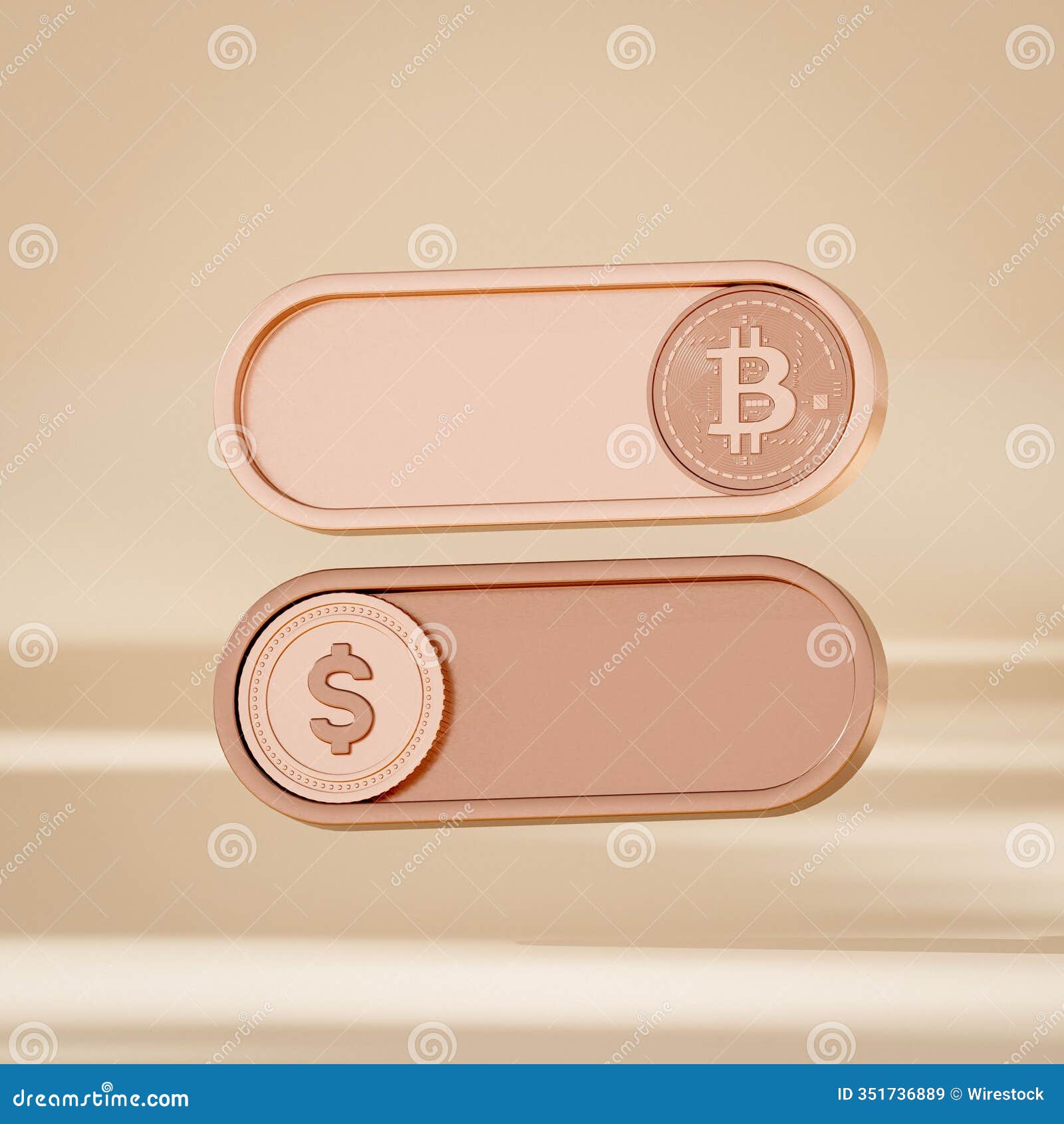 3D Render of Bitcoin and Dollar Switches Stock Illustration - Illustration  of modern, cryptocurrency: 351736889