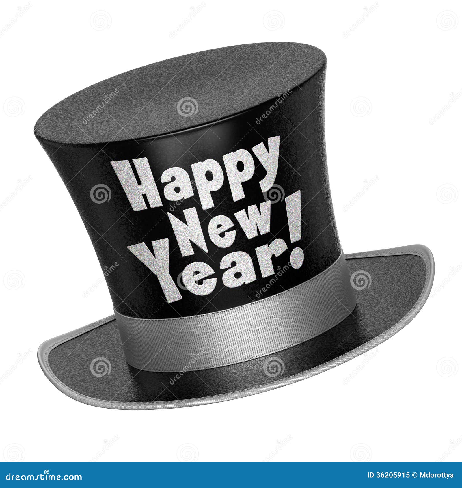 3d render of a black happy new year top hat