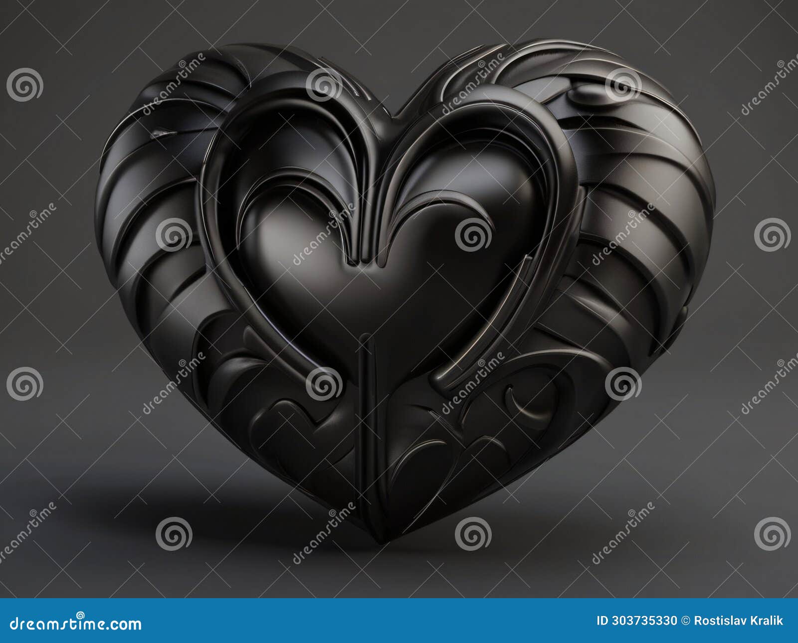 3d render of black heart.