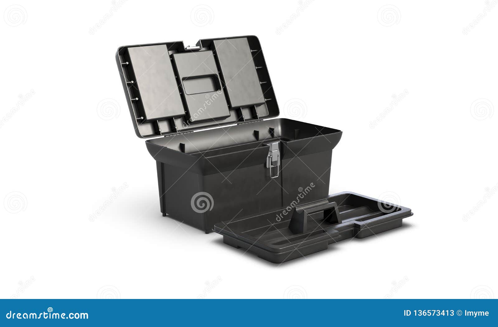Download 3d Render Of Black Plastic Toolbox Isolated On White Background Stock Illustration Illustration Of Steel Service 136573413