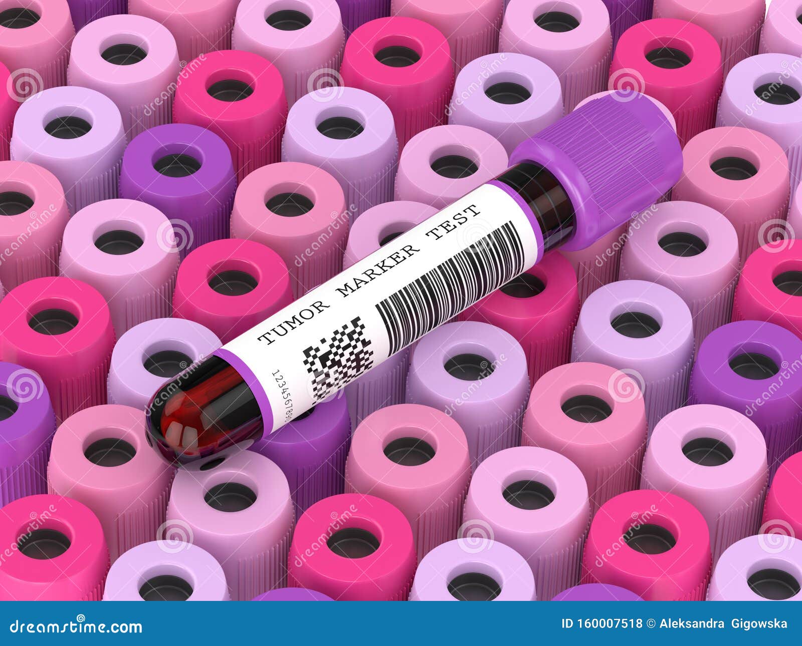 3d Render of Blood Samples with Tumor Marker Test Stock Illustration