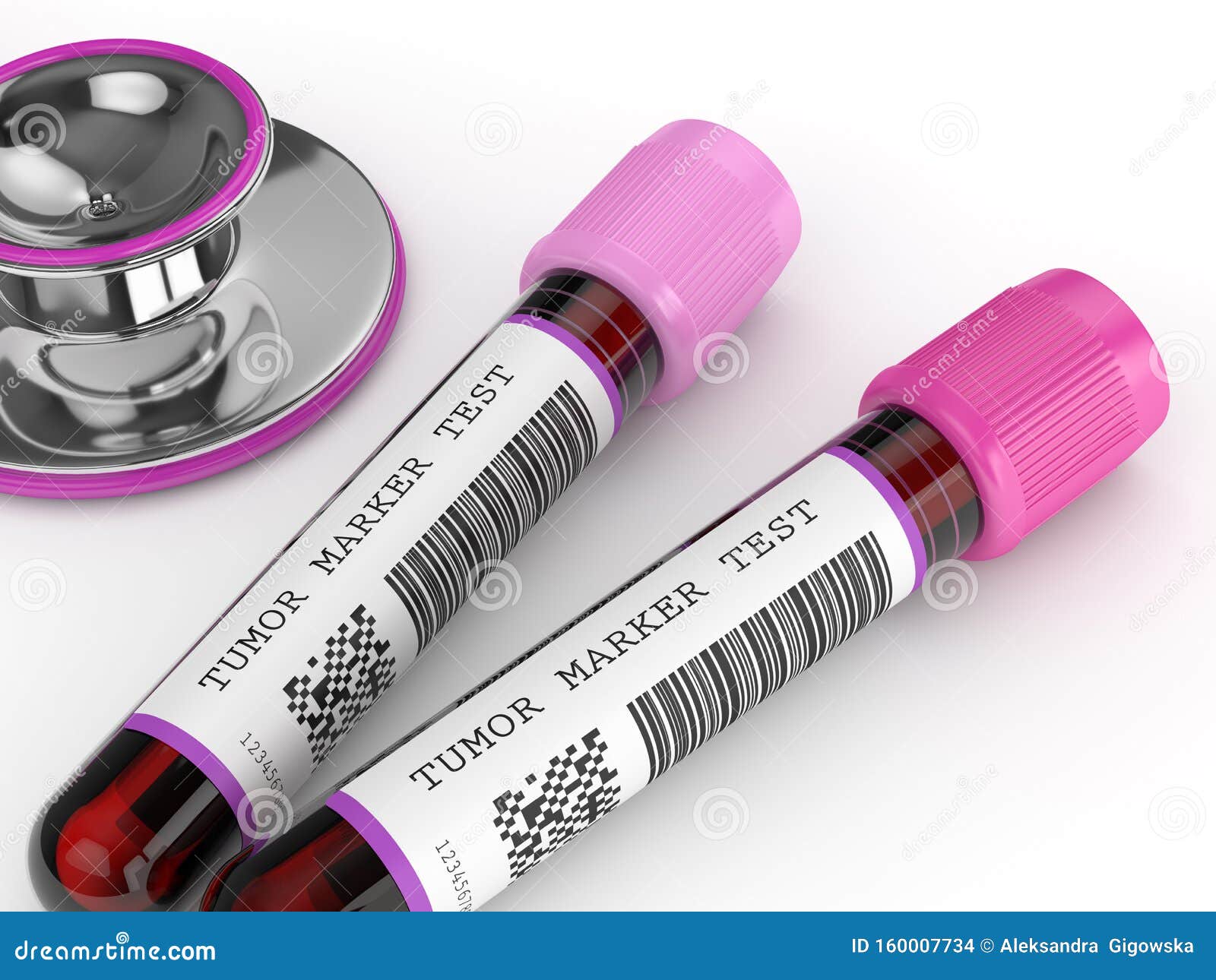 3d render of  blood samples with tumor markers test