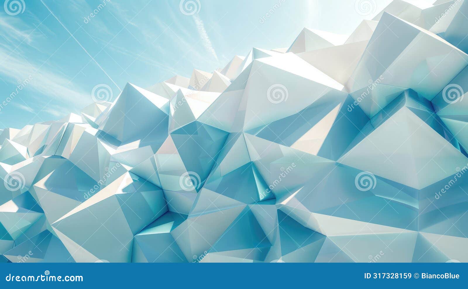 3d render of a blue and white geometric surface with a slight gradient from light to dark blue aig51a