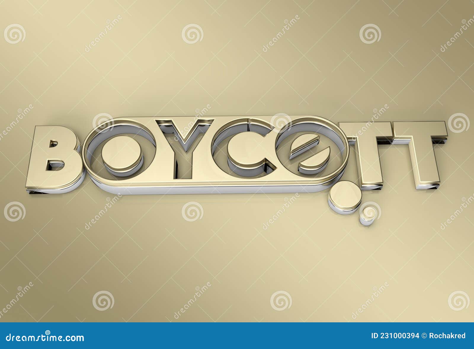 3d render boycott text - pen tool created clipping path included in jpeg easy to composite