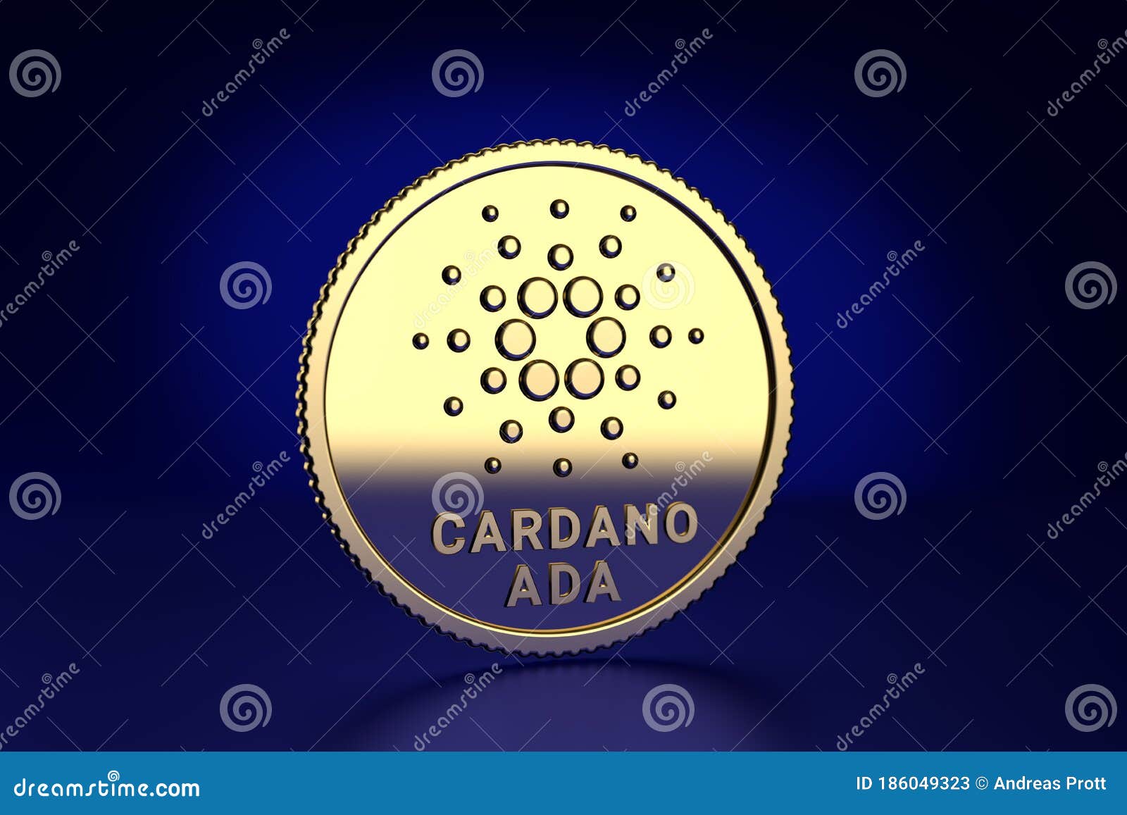 Cardano ADA Coin Substitute Against Dark Blue Background Editorial Stock  Photo - Illustration of dark, rendered: 186049323