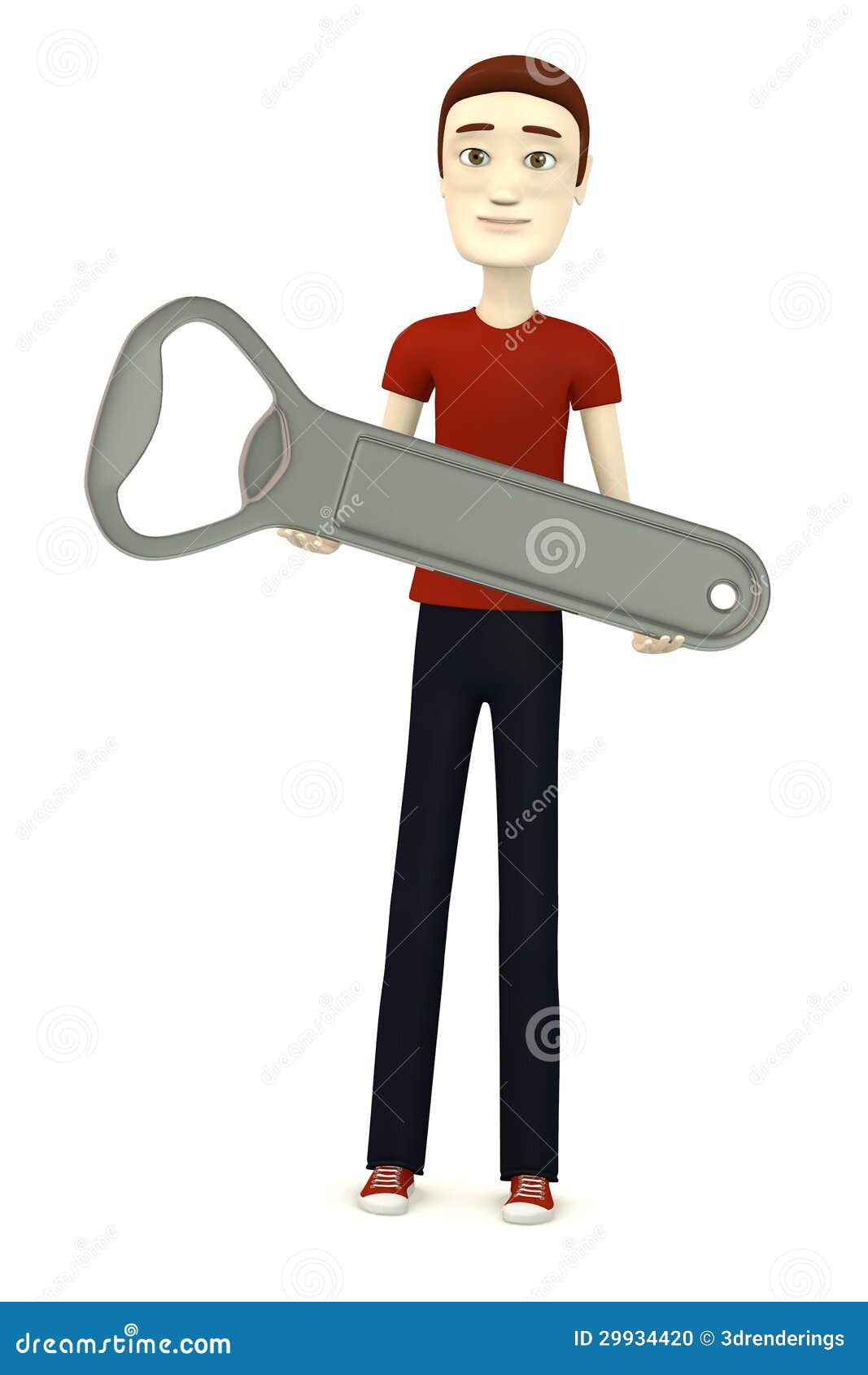 Cartoon Boy with Bottle Opener Stock Illustration Illustration of