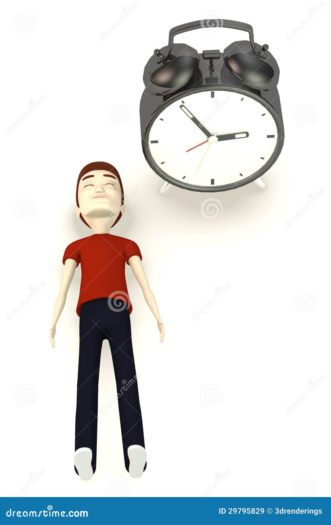 Cartoon Character with Alarm Clock Stock Illustration Illustration of