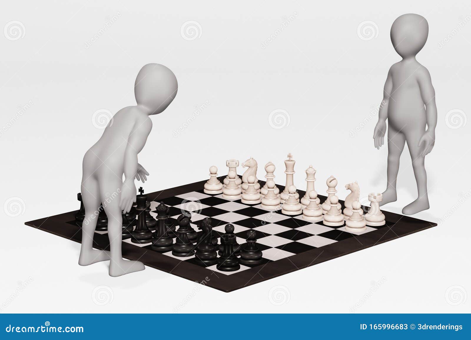 Render of Cartoon Character with Chess Stock Illustration ...