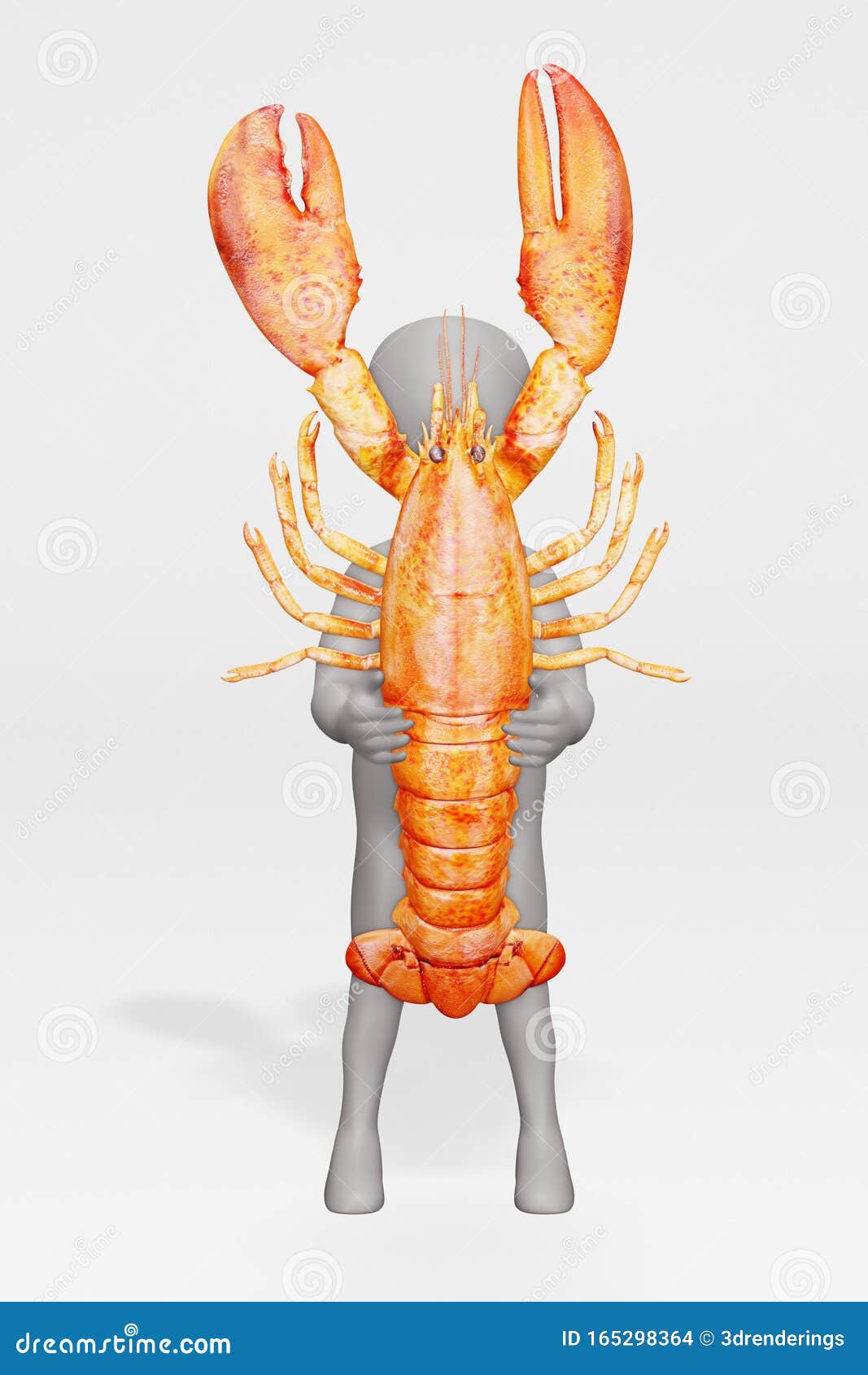 Render of Cartoon Character with Cooked Lobster Stock Illustration