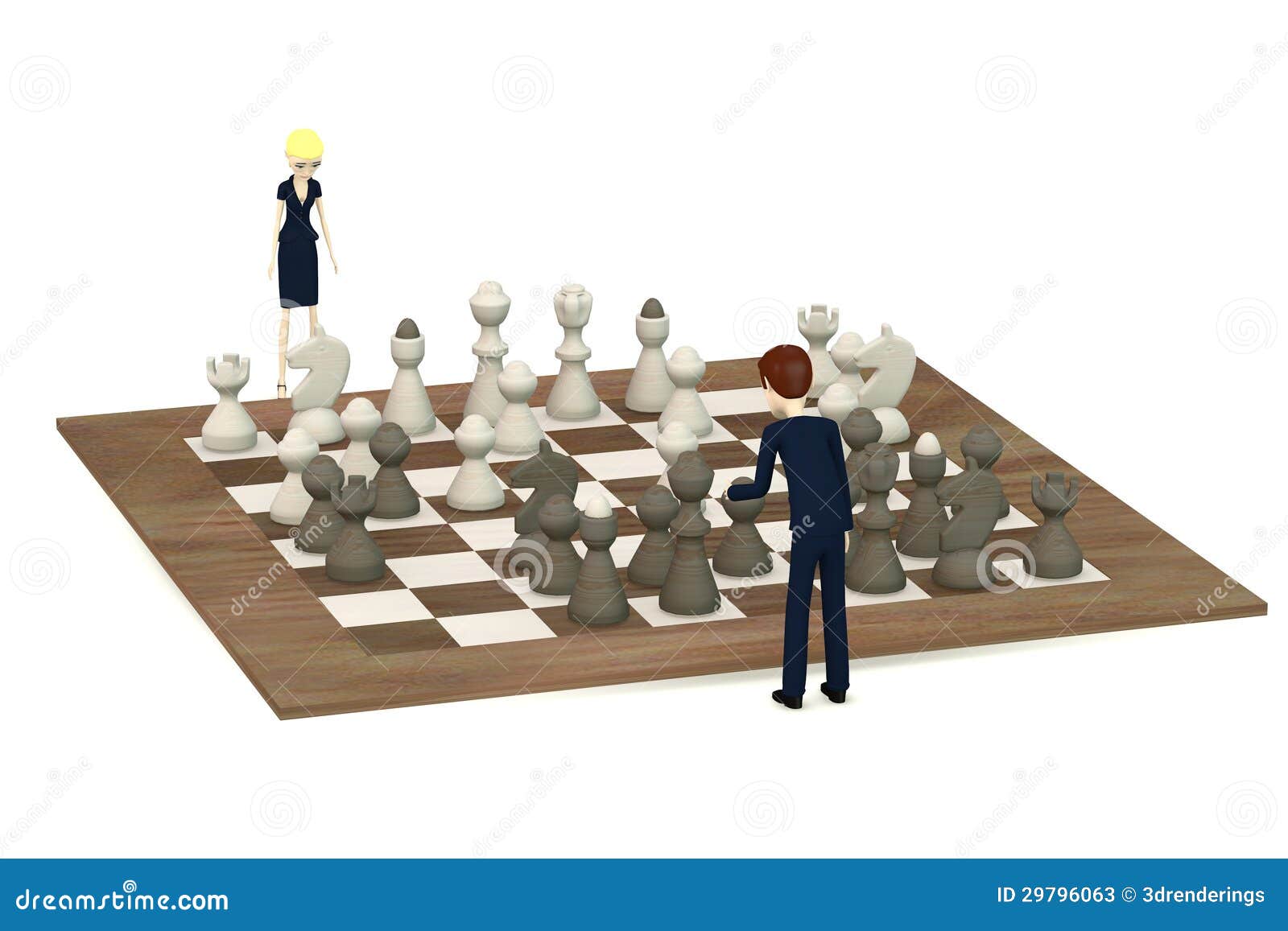 Cartoon Characters Playing Chess Stock Illustration - Illustration of ...