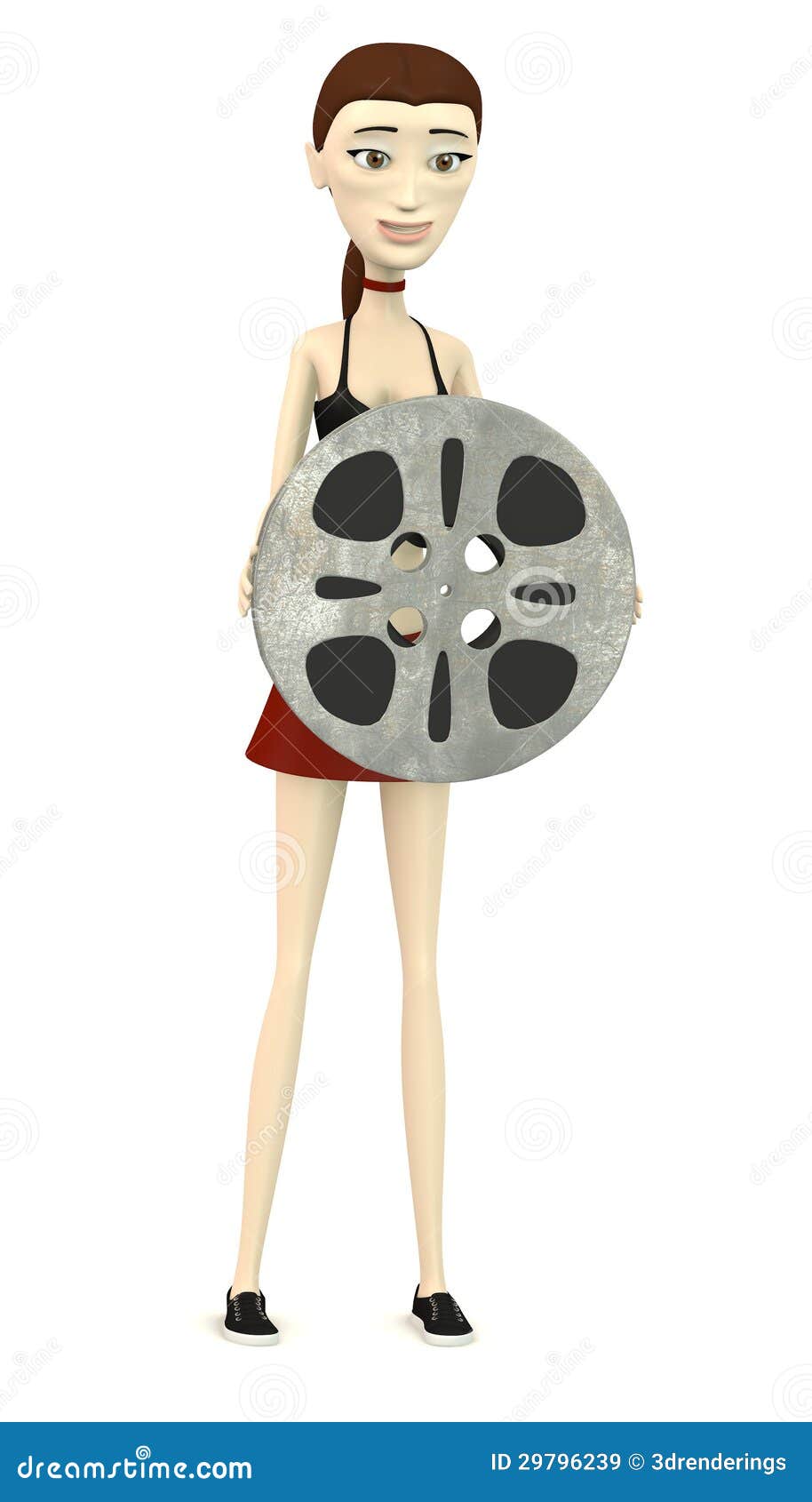 Cartoon Girl with Film Reel Stock Illustration - Illustration of