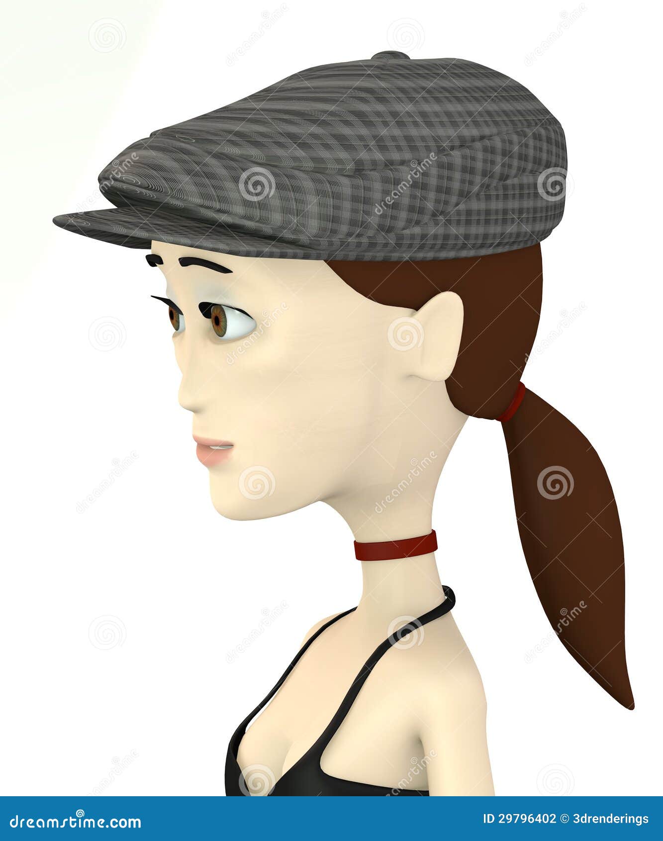 Cartoon girl with golf hat stock illustration. Illustration of render