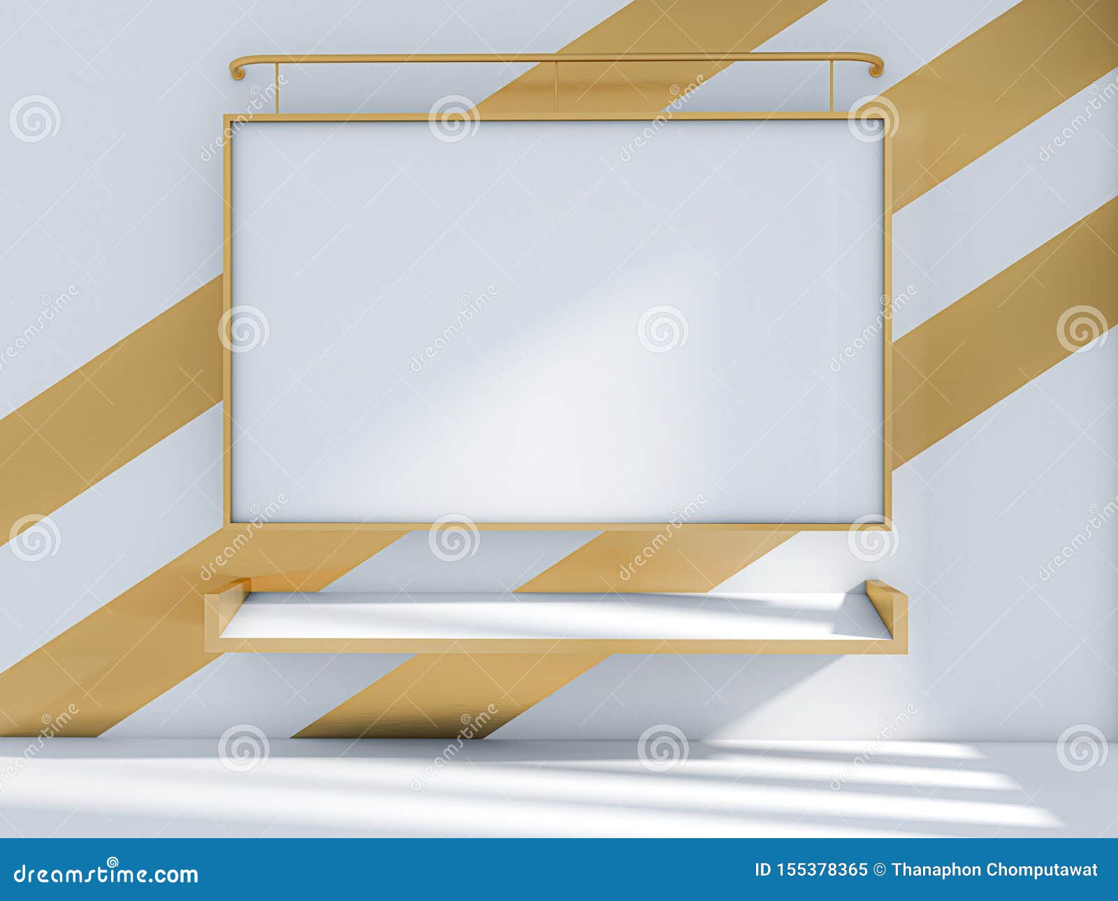 Download 3d Render Of Classroom And Whiteboard On The Gold Wall Stock Illustration Illustration Of Loft Desktop 155378365