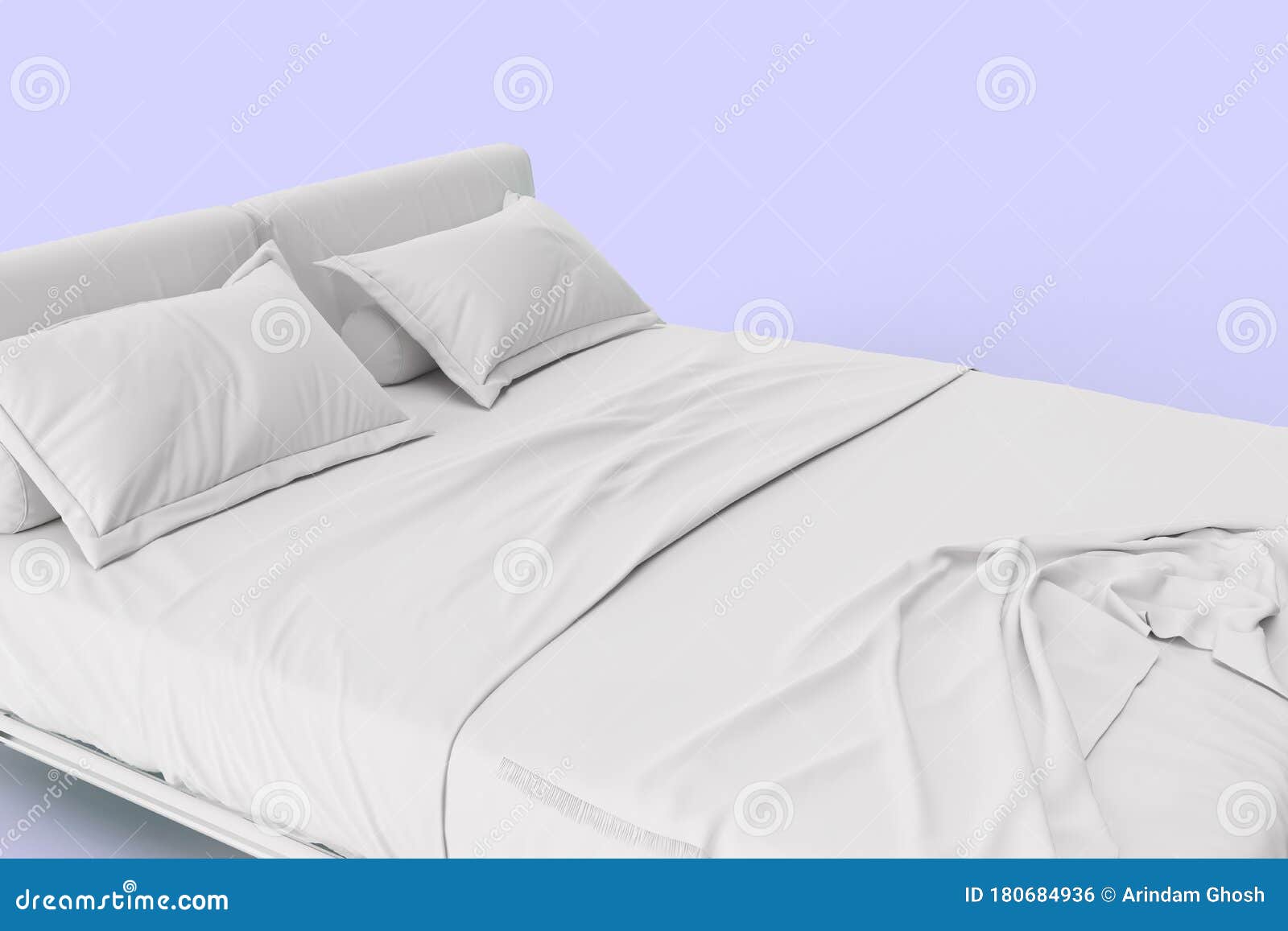 Download 3d Render Close Up View Of White Bed With White Pillow Cover And White Bed Sheet And Blanket For ...