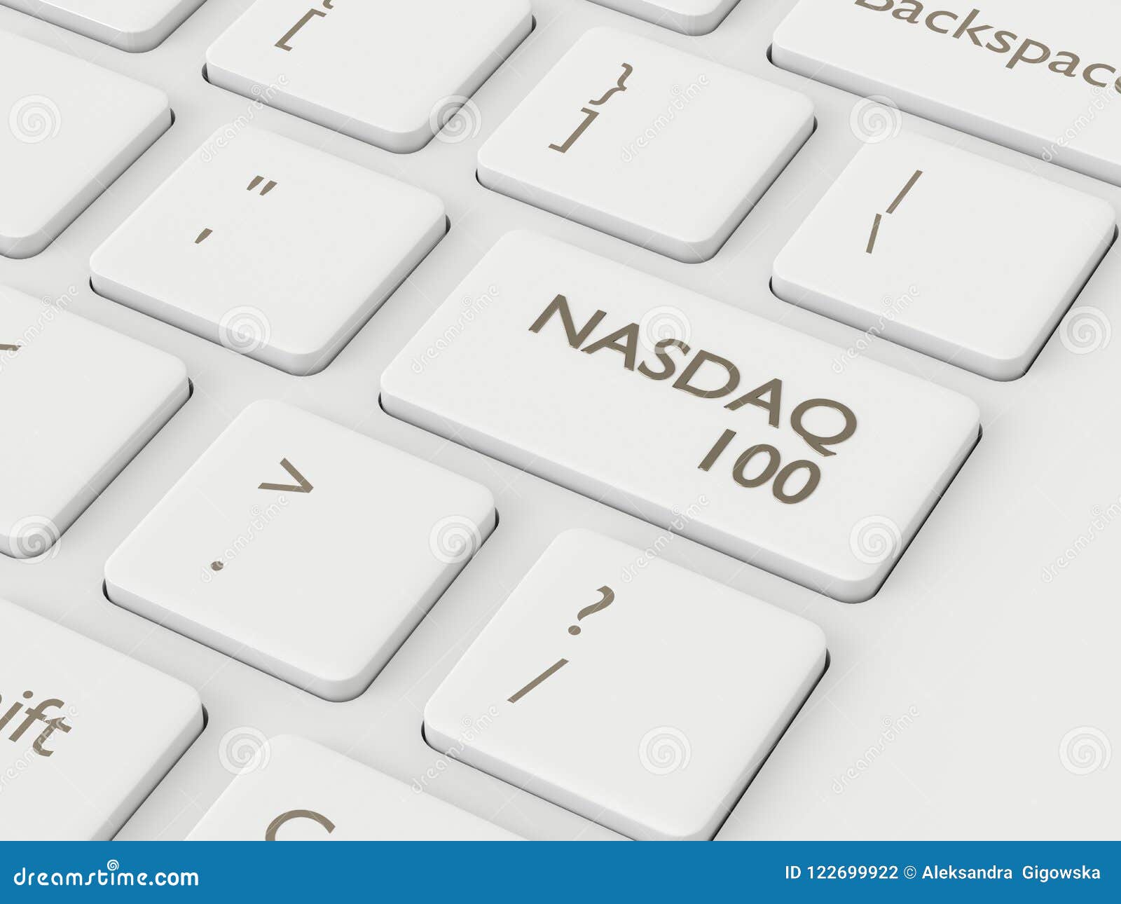 3d render of computer keyboard with nasdaq 100 index button