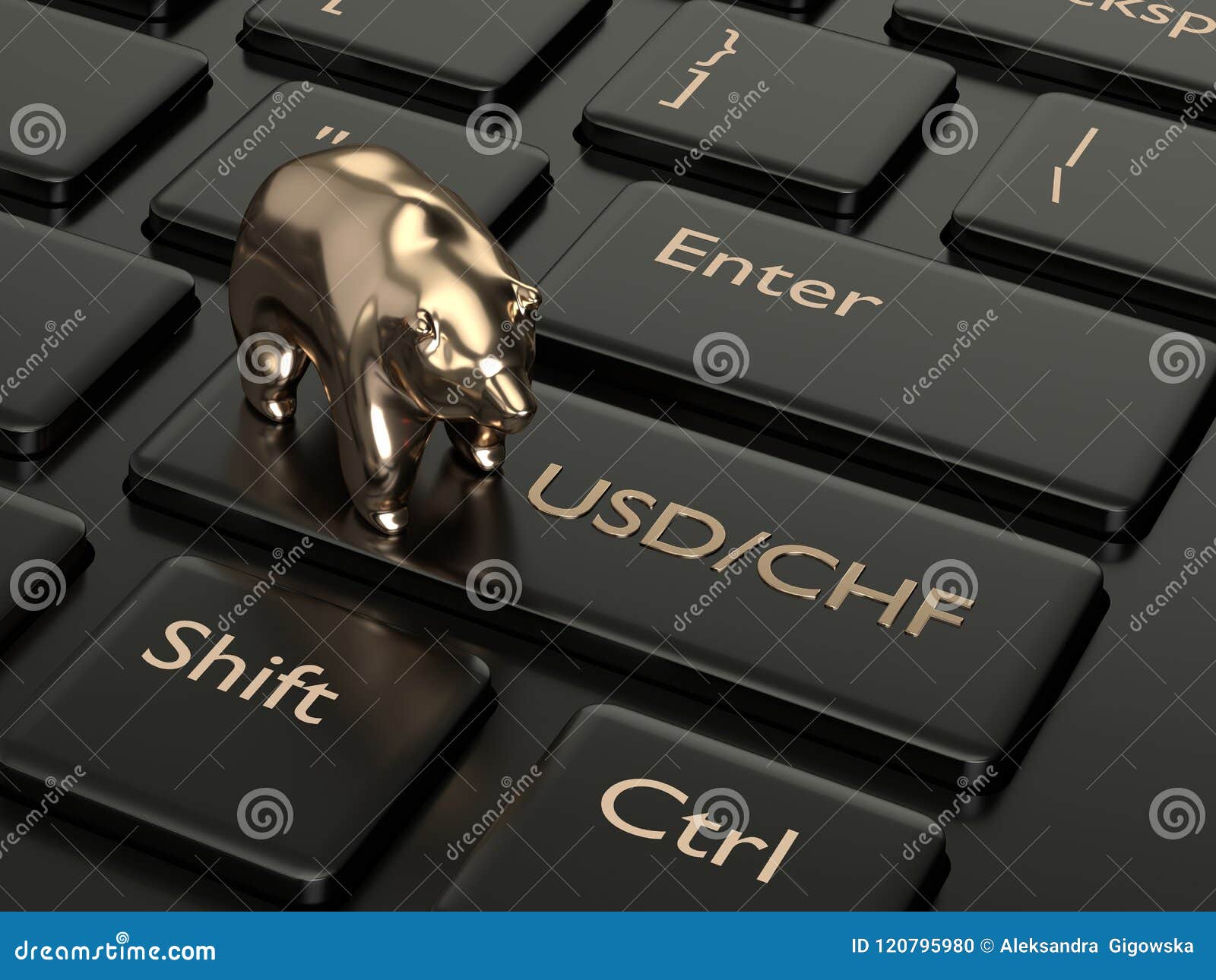3d render of computer keyboard with franc and dollar button