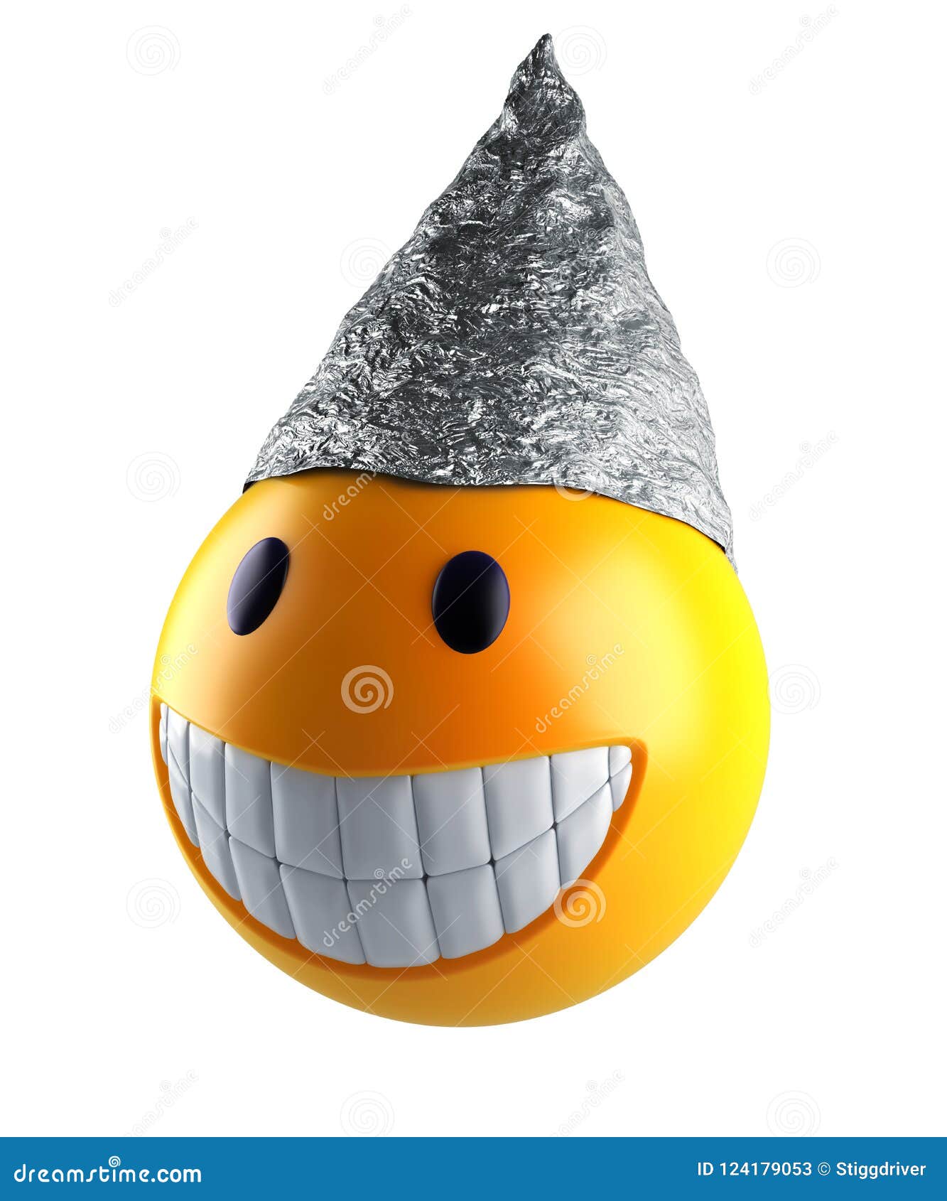 Cute smile emoji sphere with tin foil hat