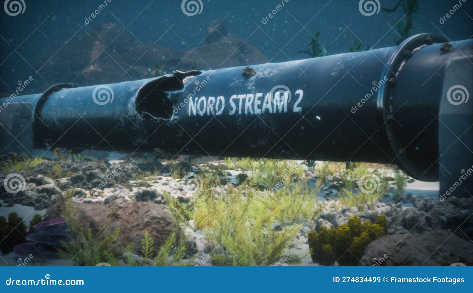 3d render of a damaged pipe nord stream 2